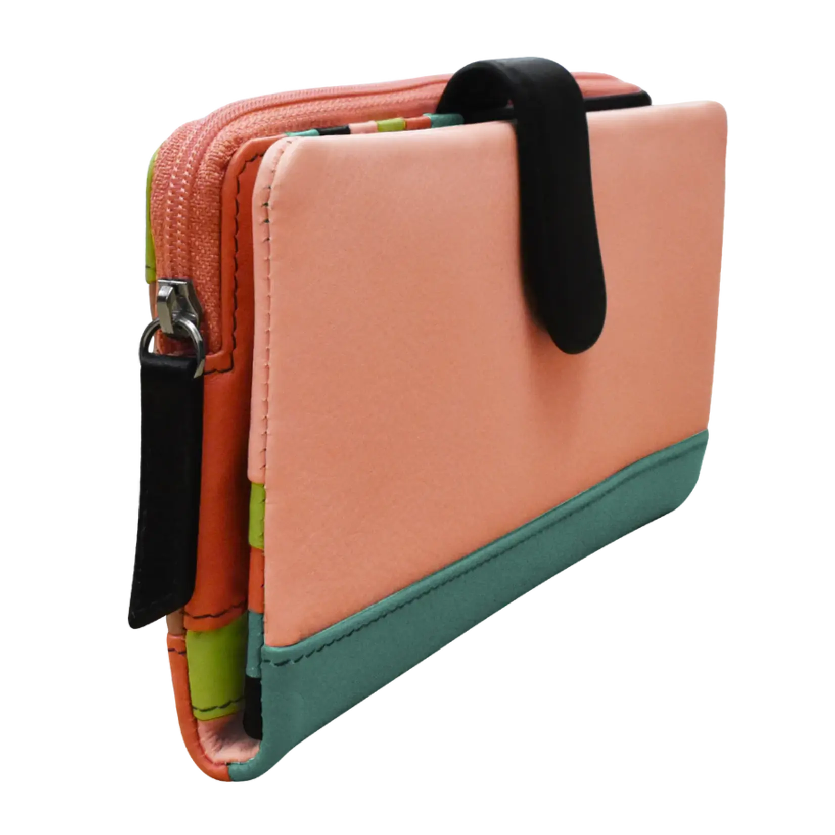 Leather Handbags and Accessories 7420 Peach Multi - Leather RFID Smartphone Wallet
