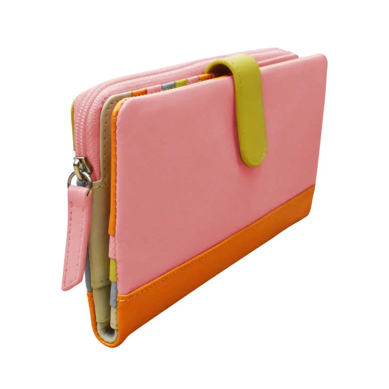 Leather Handbags and Accessories 7420 Pink Rainbow - Leather RFID Smartphone Wallet