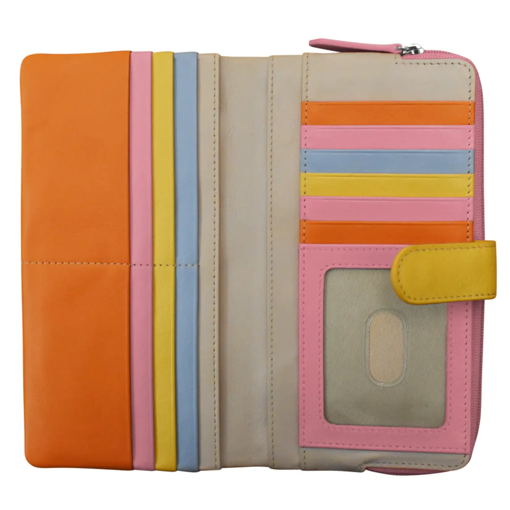 Leather Handbags and Accessories 7420 Pink Rainbow - Leather RFID Smartphone Wallet