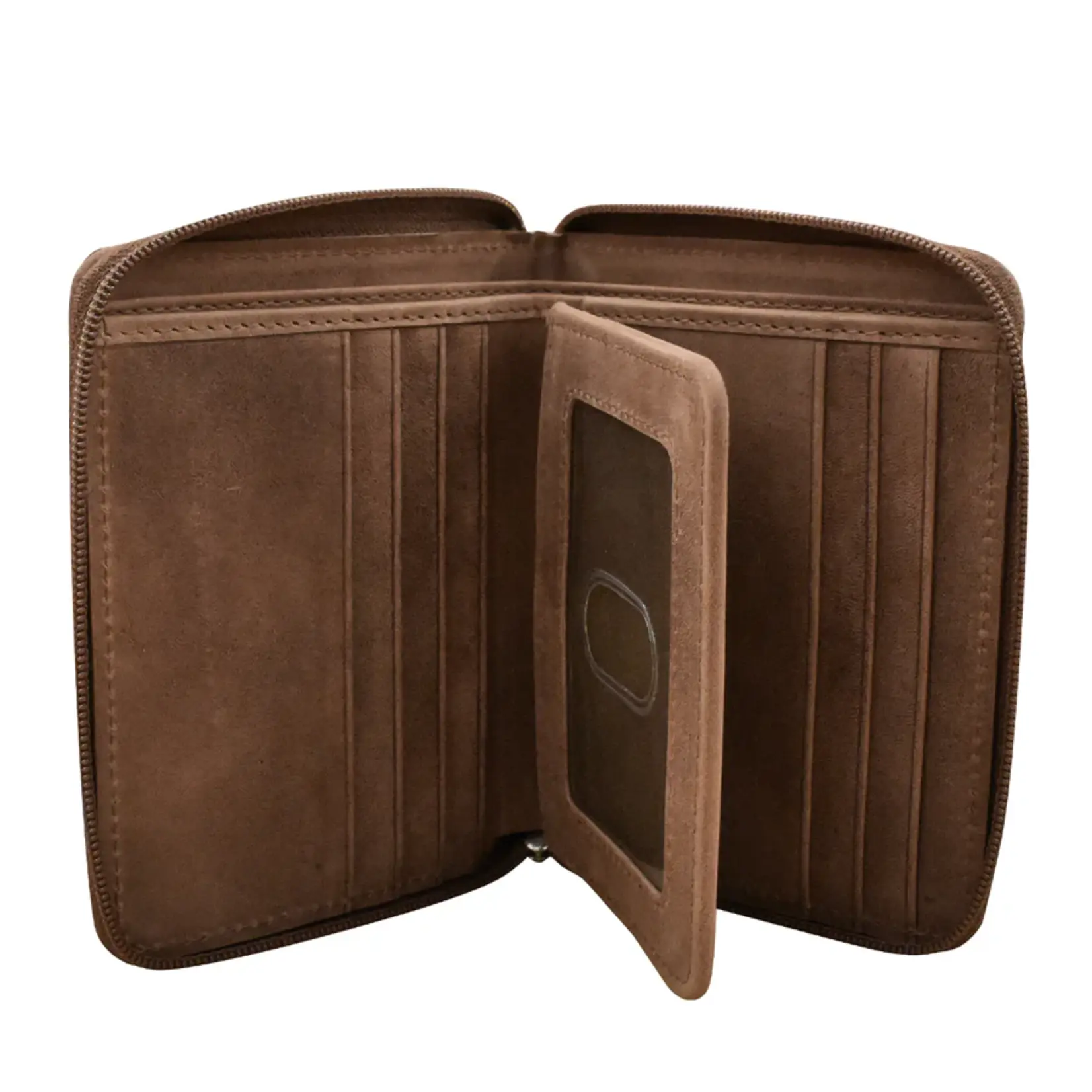 Leather Handbags and Accessories 7859 Rustic Brown - RFID Zip Around Wallet