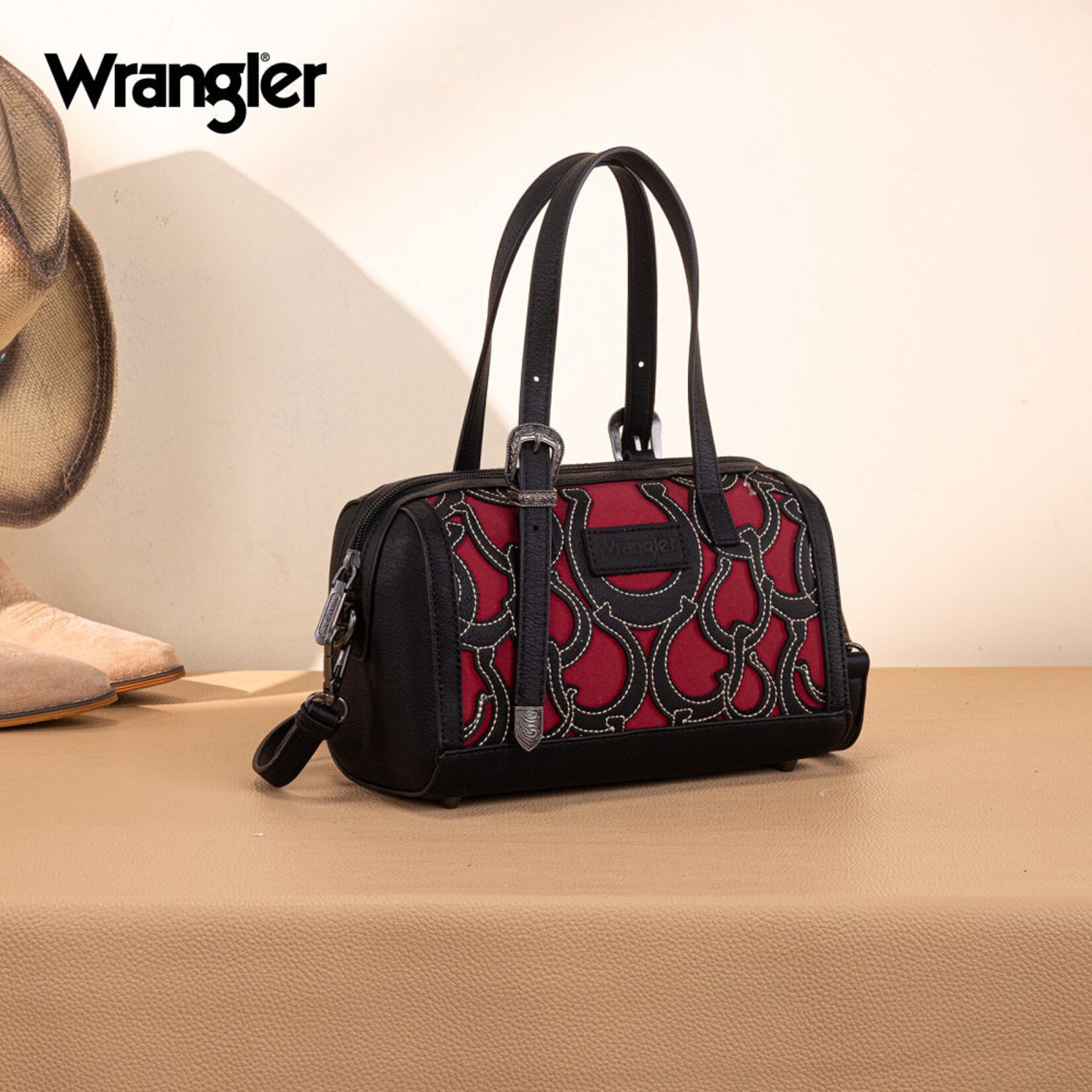 Wrangler WG292-9012BK - Black - Wrangler Horseshoe Cutout Mini Boston Crossbody Bag