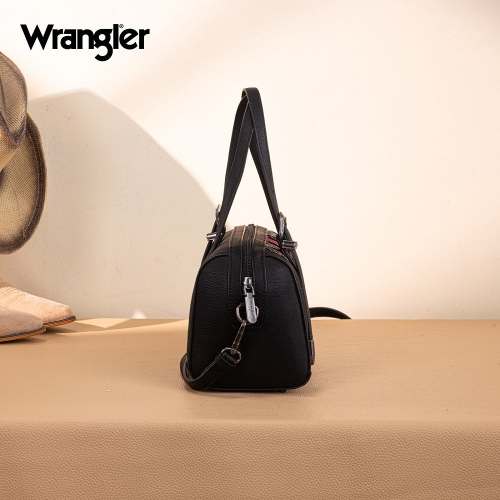 Wrangler WG292-9012BK - Black - Wrangler Horseshoe Cutout Mini Boston Crossbody Bag