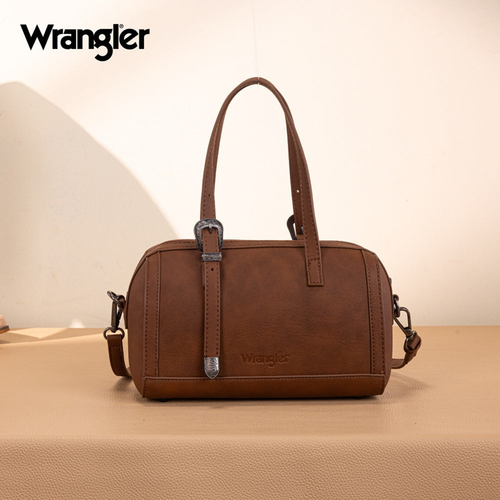Wrangler WG292-9012BR - Brown - Wrangler Horseshoe Cutout Mini Boston Crossbody Bag