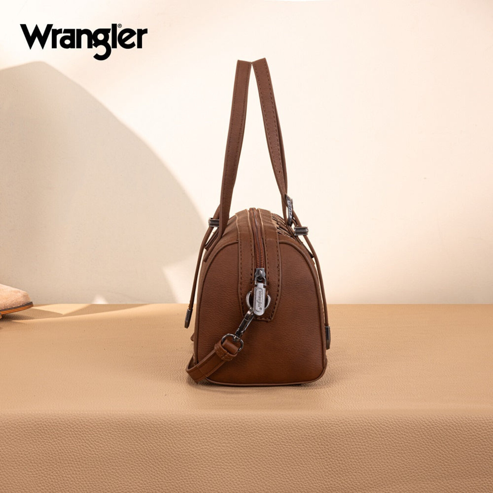 Wrangler WG292-9012BR - Brown - Wrangler Horseshoe Cutout Mini Boston Crossbody Bag