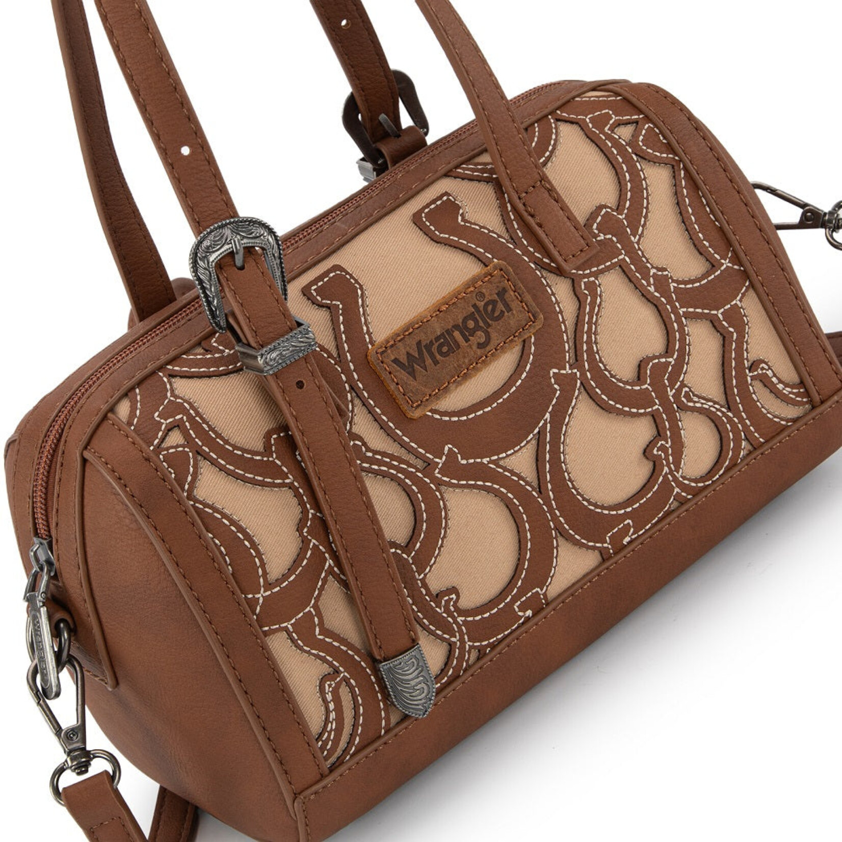 Wrangler WG292-9012BR - Brown - Wrangler Horseshoe Cutout Mini Boston Crossbody Bag