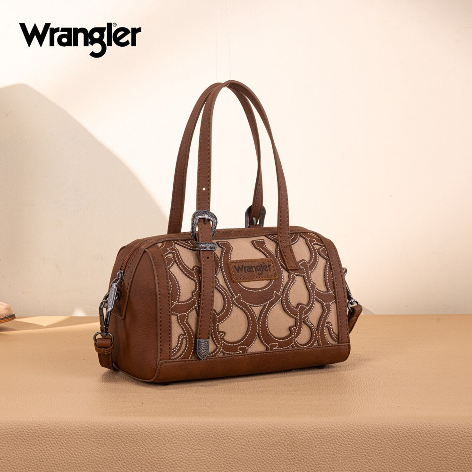 Wrangler WG292-9012BR - Brown - Wrangler Horseshoe Cutout Mini Boston Crossbody Bag