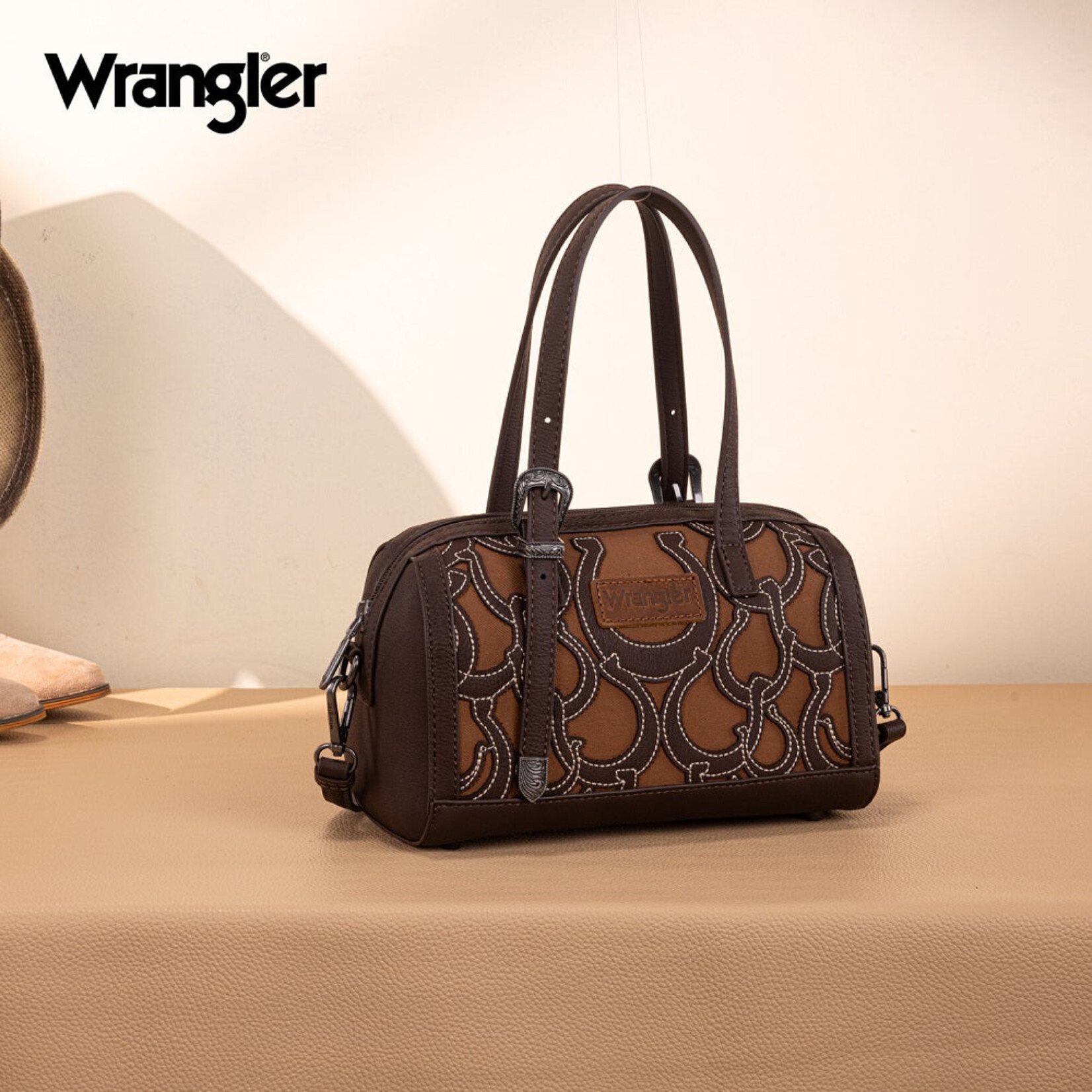 Wrangler WG292-9012CF - Coffee - Wrangler Horseshoe Cutout Mini Boston Crossbody Bag