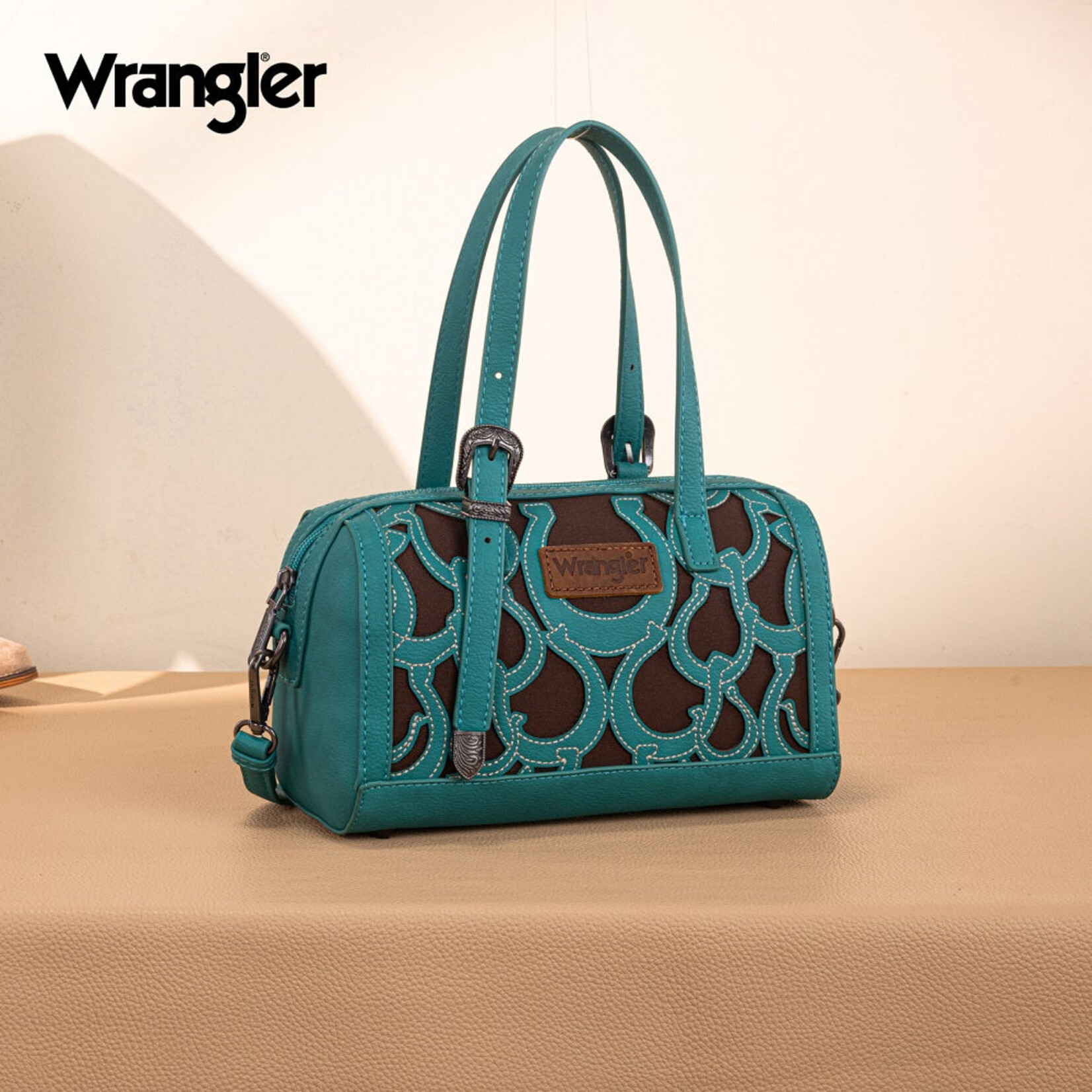 Wrangler WG292-9012TQ - Turquoise - Wrangler Horseshoe Cutout Mini Boston Crossbody Bag