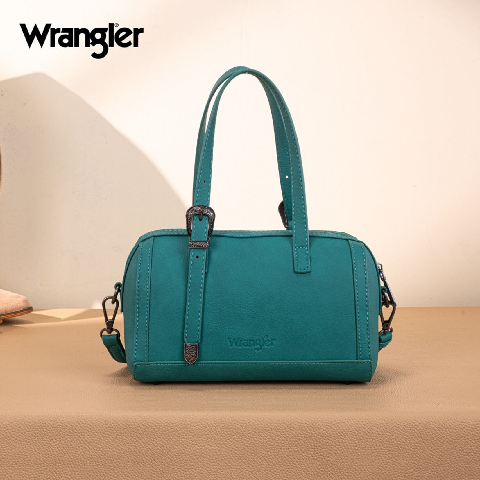 Wrangler WG292-9012TQ - Turquoise - Wrangler Horseshoe Cutout Mini Boston Crossbody Bag