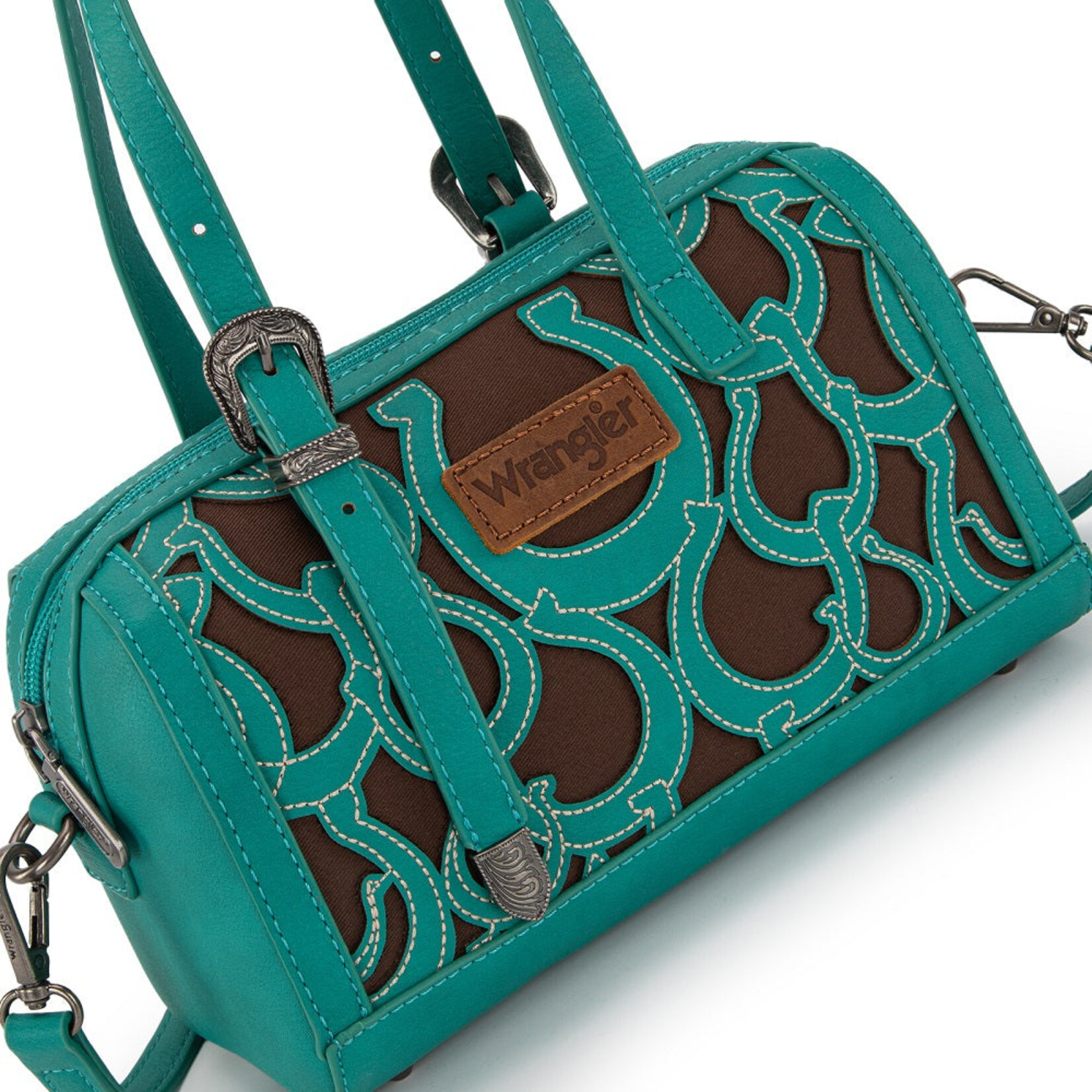 Wrangler WG292-9012TQ - Turquoise - Wrangler Horseshoe Cutout Mini Boston Crossbody Bag