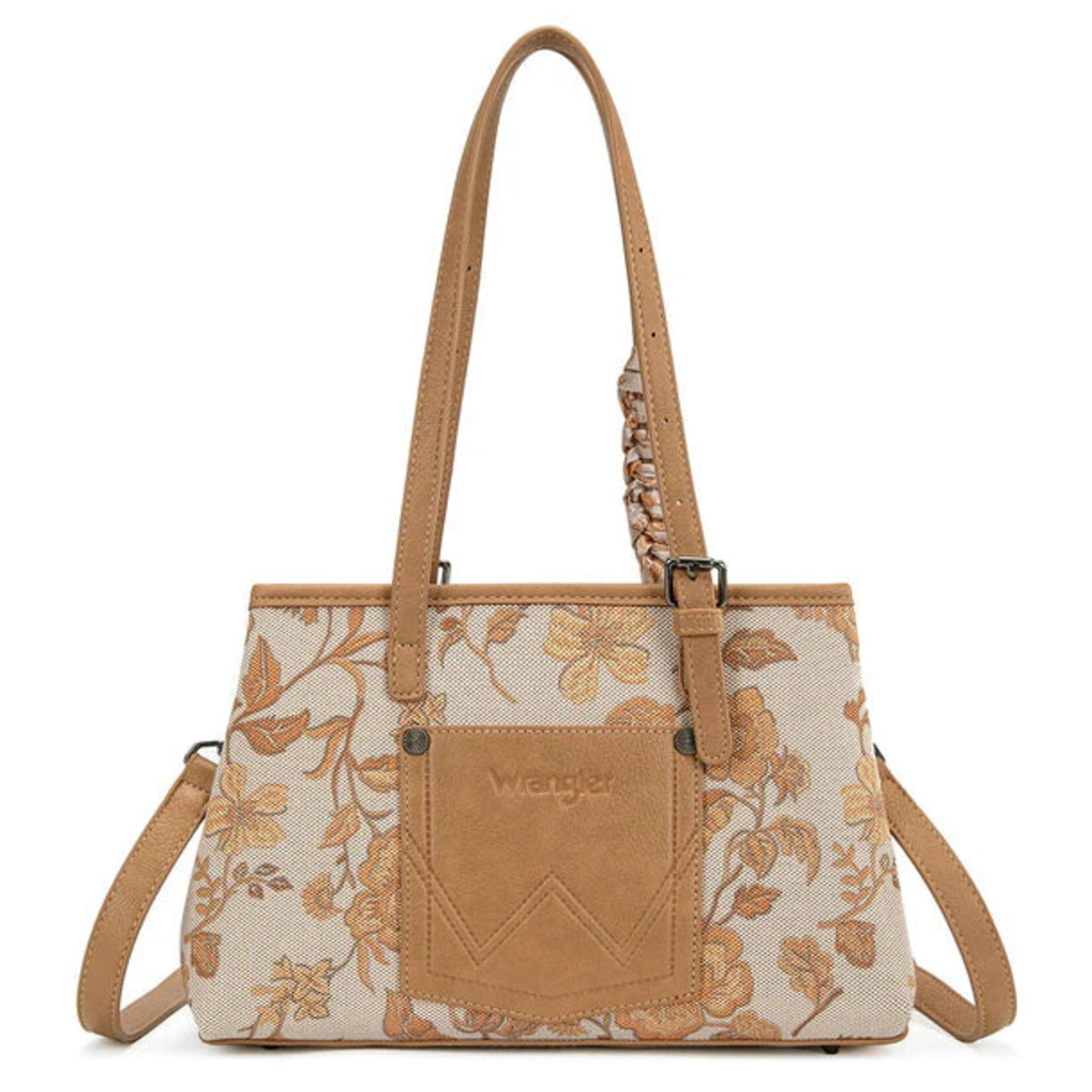 Wrangler WG510-8130GD - Gold - Wrangler Floral Braided Scarf Tote / Crossbody Bag