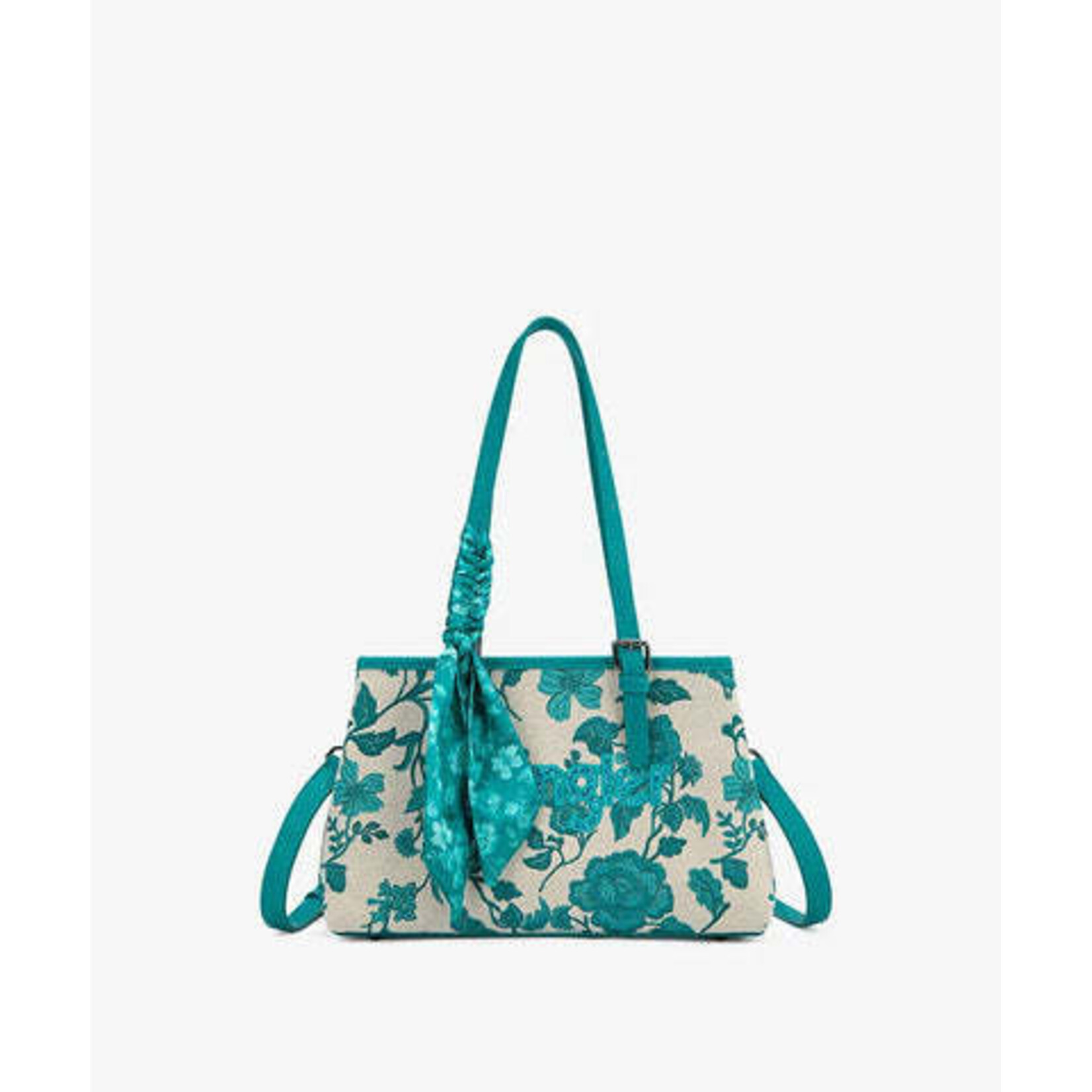 Wrangler WG510-8130TQ - Turquoise - Wrangler Floral Braided Scarf Tote / Crossbody Bag