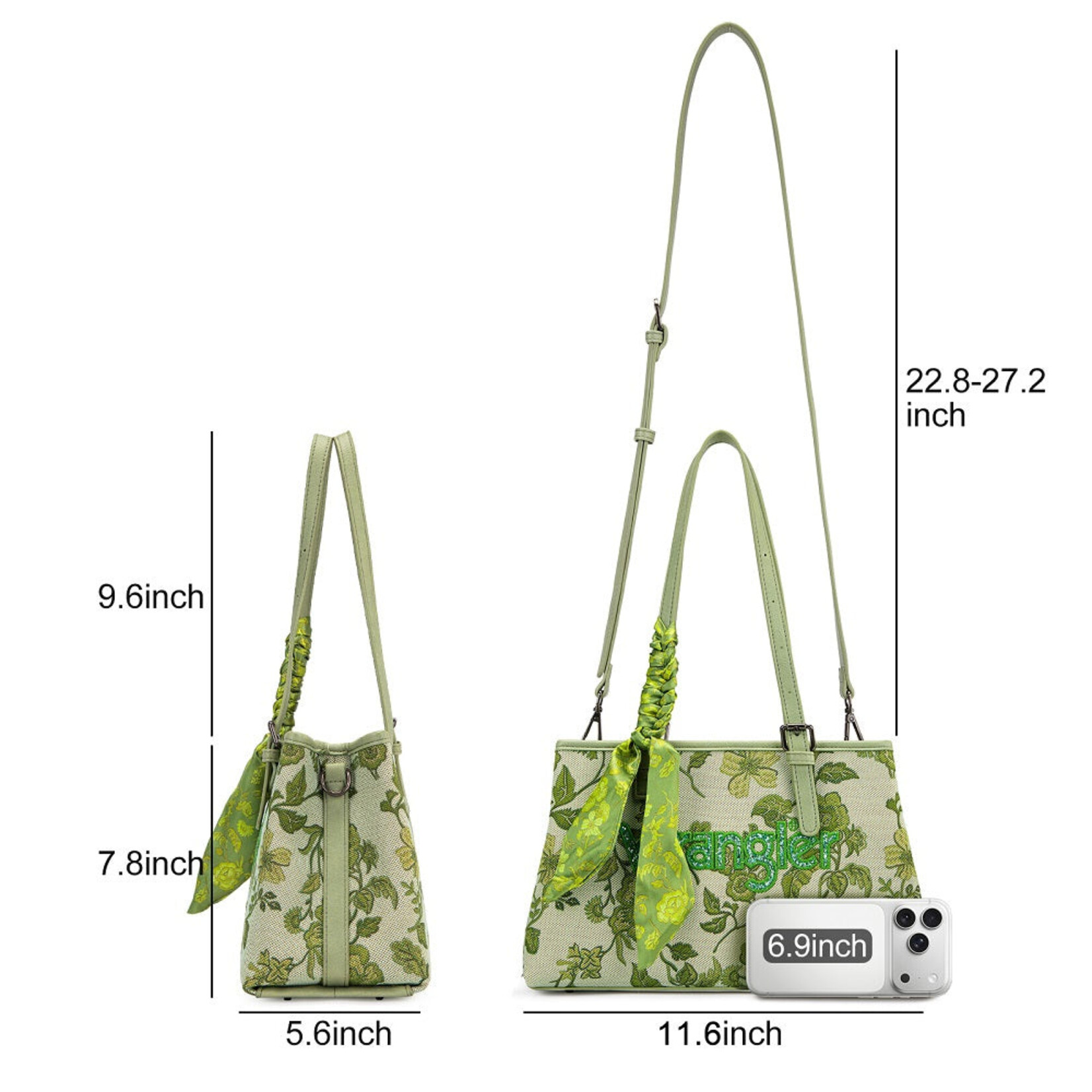Wrangler WG510-8130TQ - Turquoise - Wrangler Floral Braided Scarf Tote / Crossbody Bag