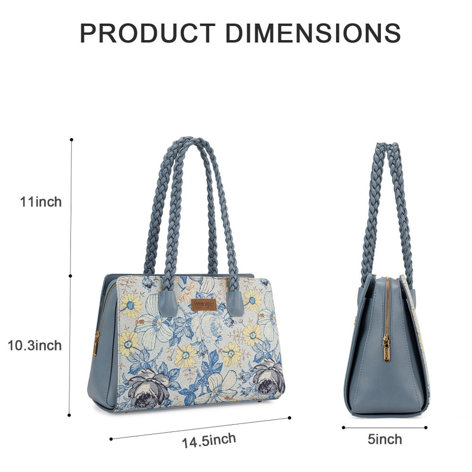 Wrangler WG438-8130LPP - Light Purple - Wrangler Floral Print Braided Satchel Bag