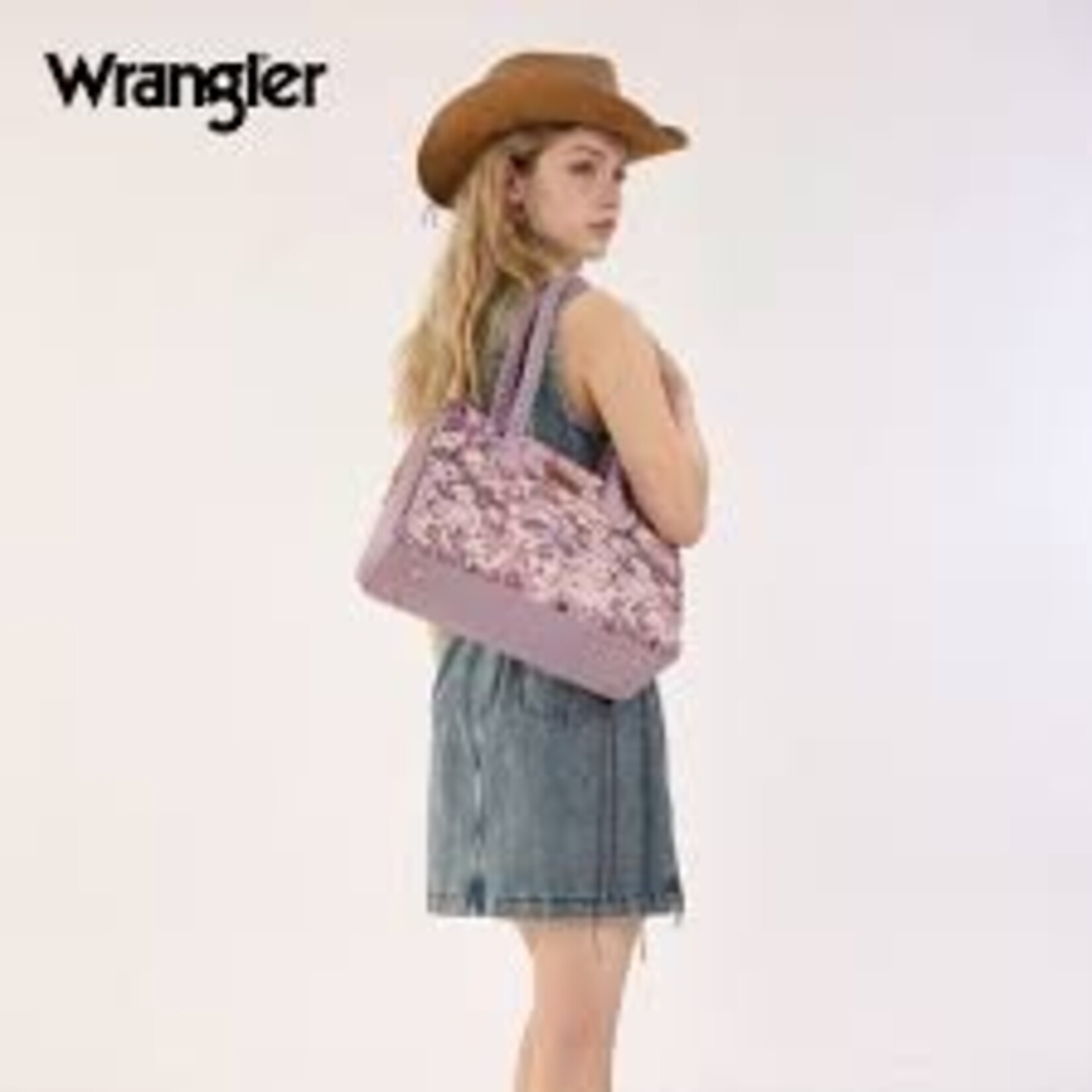 Wrangler WG438-8130LPP - Light Purple - Wrangler Floral Print Braided Satchel Bag