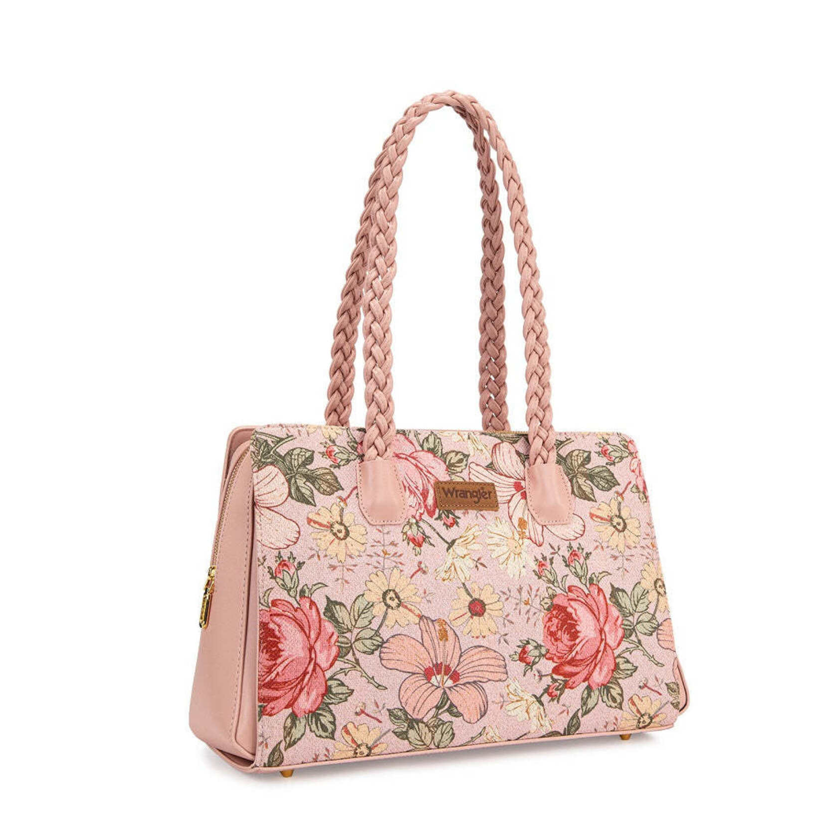 Wrangler WG438-8130PK - Pink - Wrangler Floral Print Braided Satchel Bag