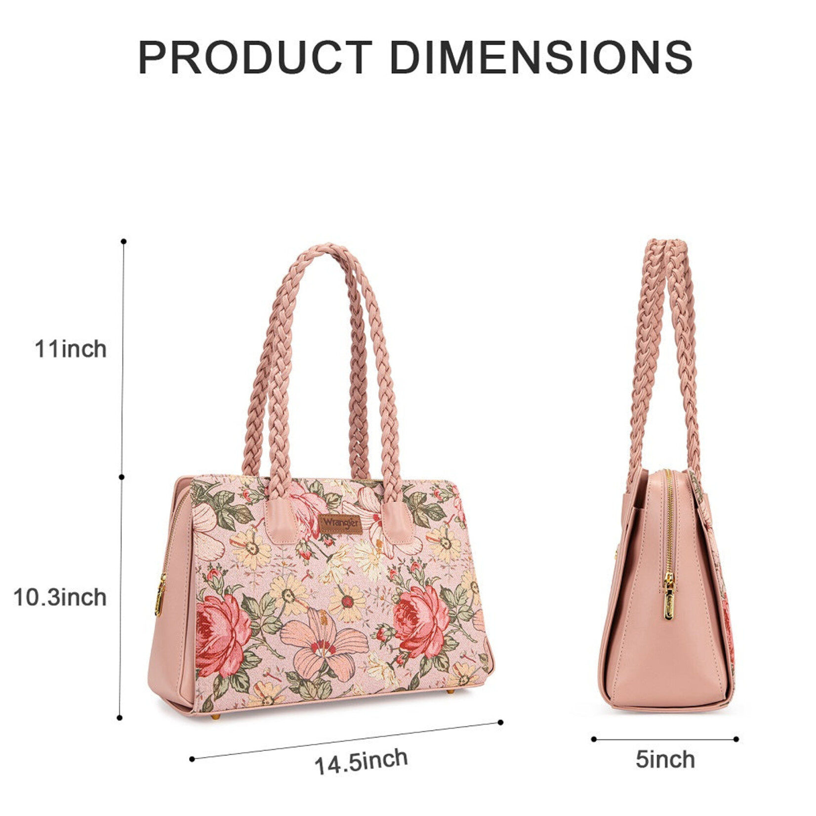 Wrangler WG438-8130PK - Pink - Wrangler Floral Print Braided Satchel Bag