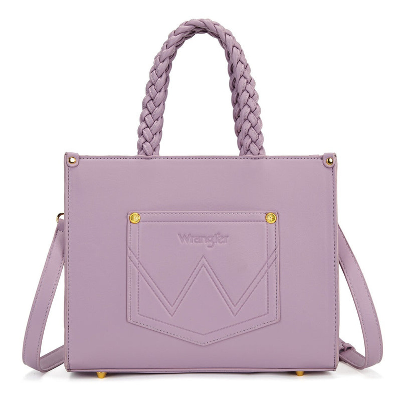 Wrangler WG438-8120LPP - Light Purple - Wrangler Floral Print Braided Tote