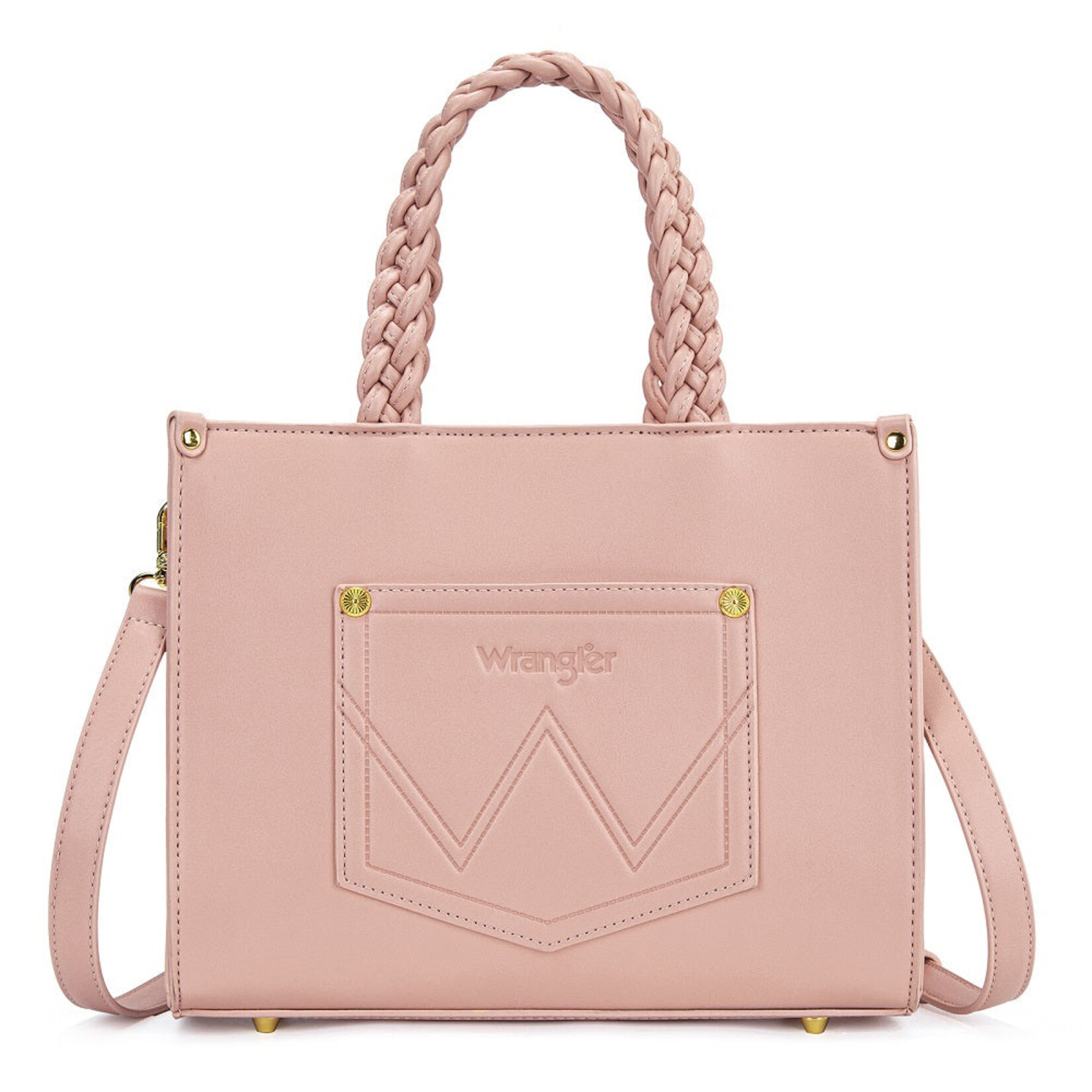Wrangler WG438-8120PK - Pink - Wrangler Floral Print Braided Tote