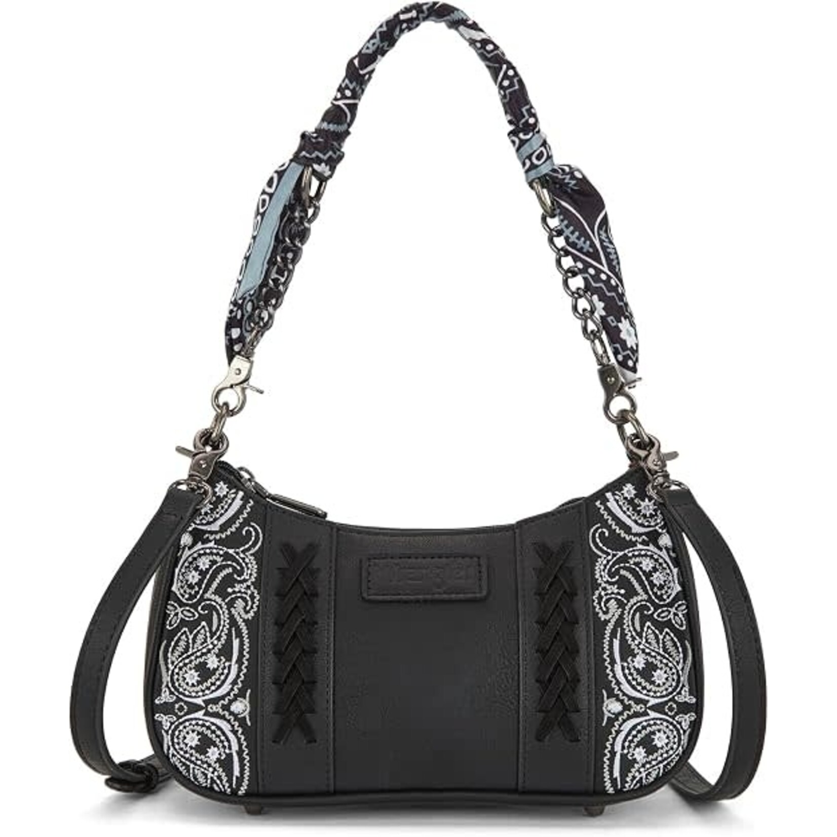 Wrangler WG331-818BK - Black - Wrangler Braided Paisley Bandana Shoulder Bag