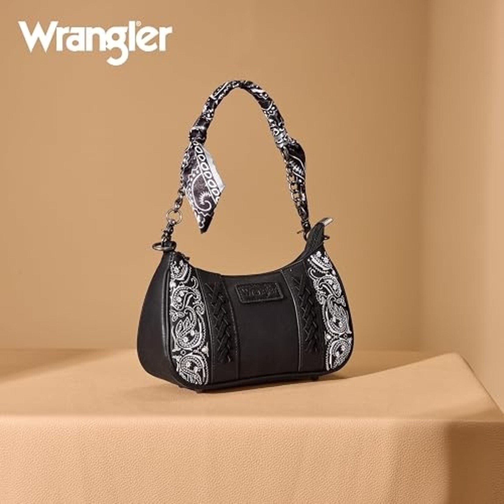 Wrangler WG331-818BK - Black - Wrangler Braided Paisley Bandana Shoulder Bag