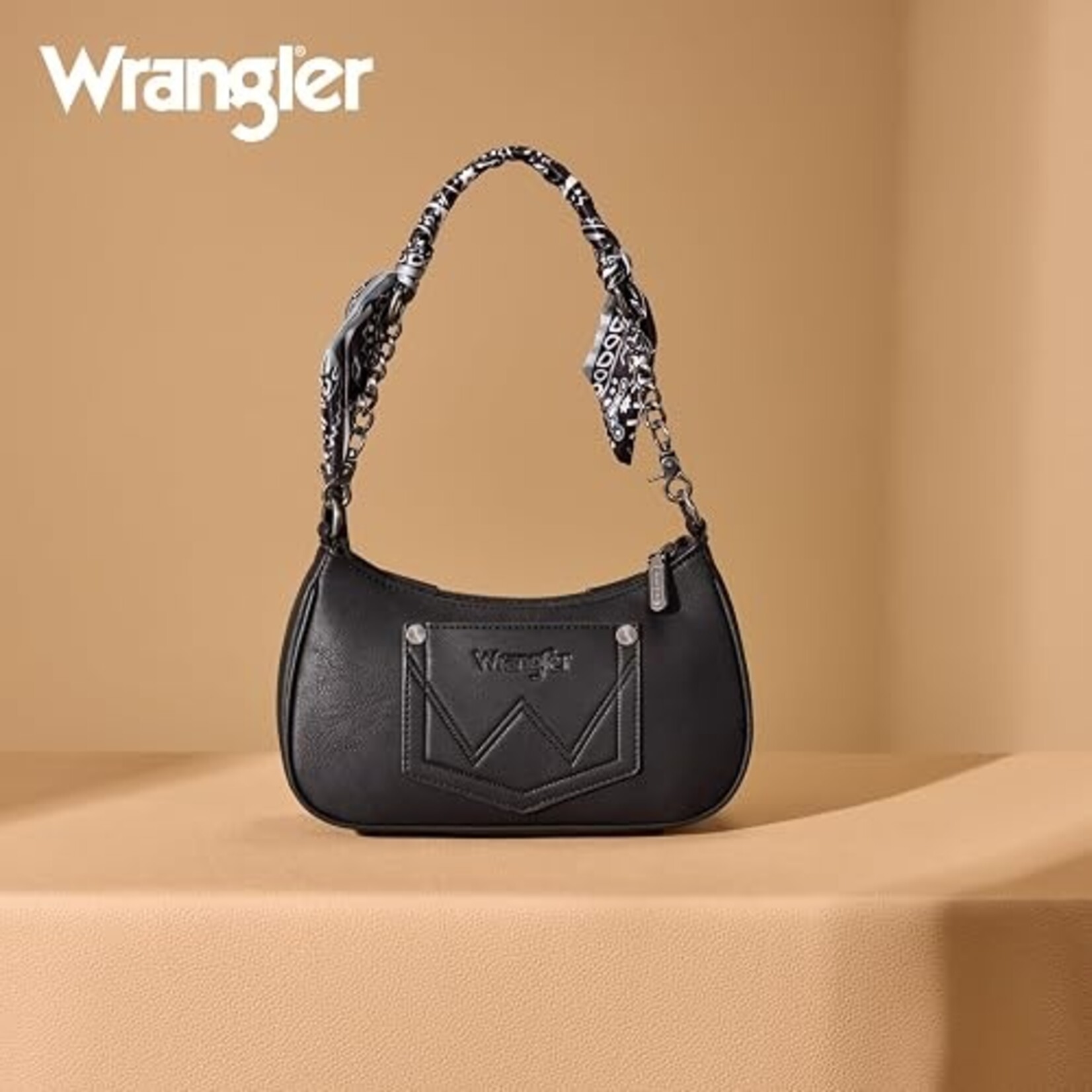 Wrangler WG331-818BK - Black - Wrangler Braided Paisley Bandana Shoulder Bag