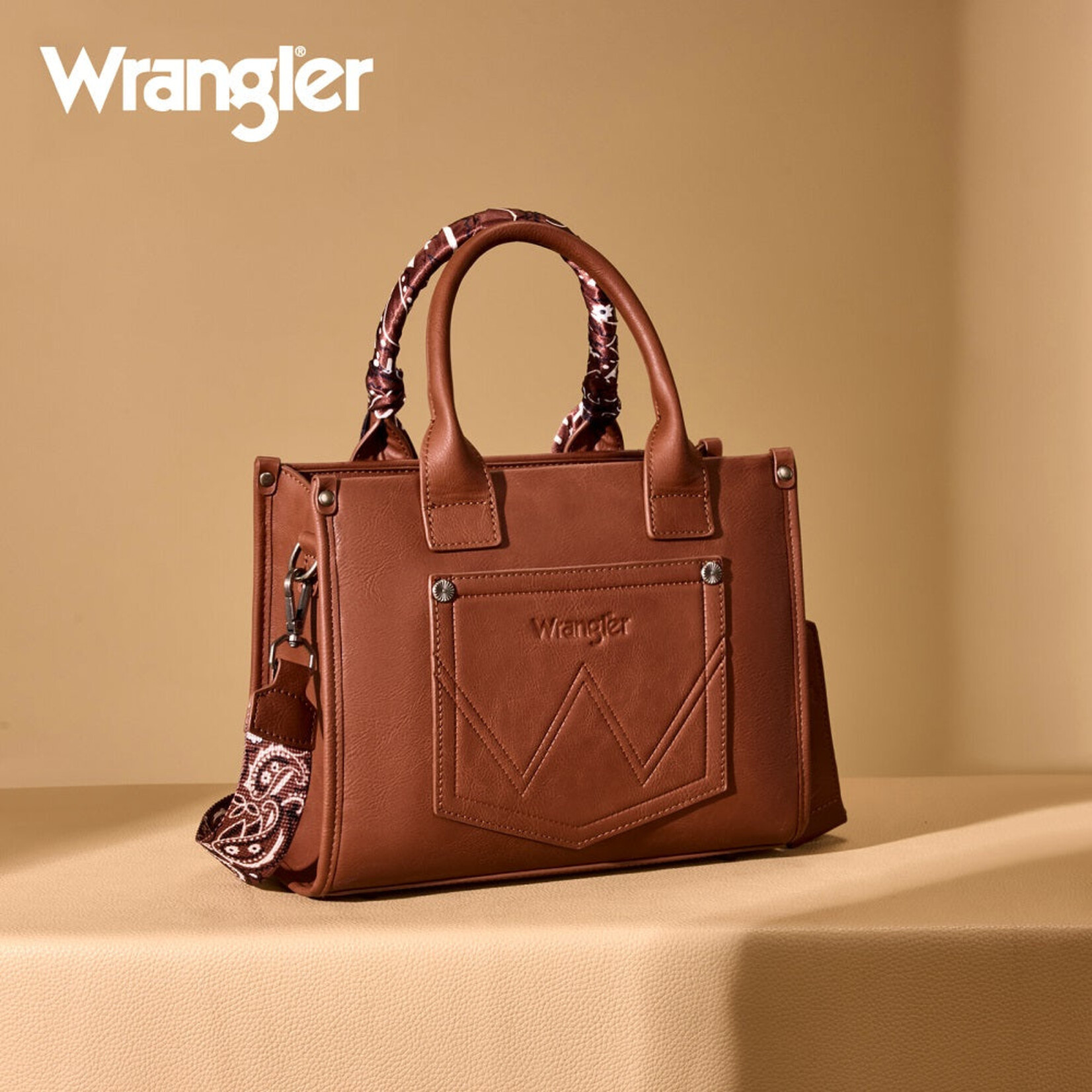 Wrangler WG331-8120SBR - Brown - Wrangler Bandana Tote/Crossbody
