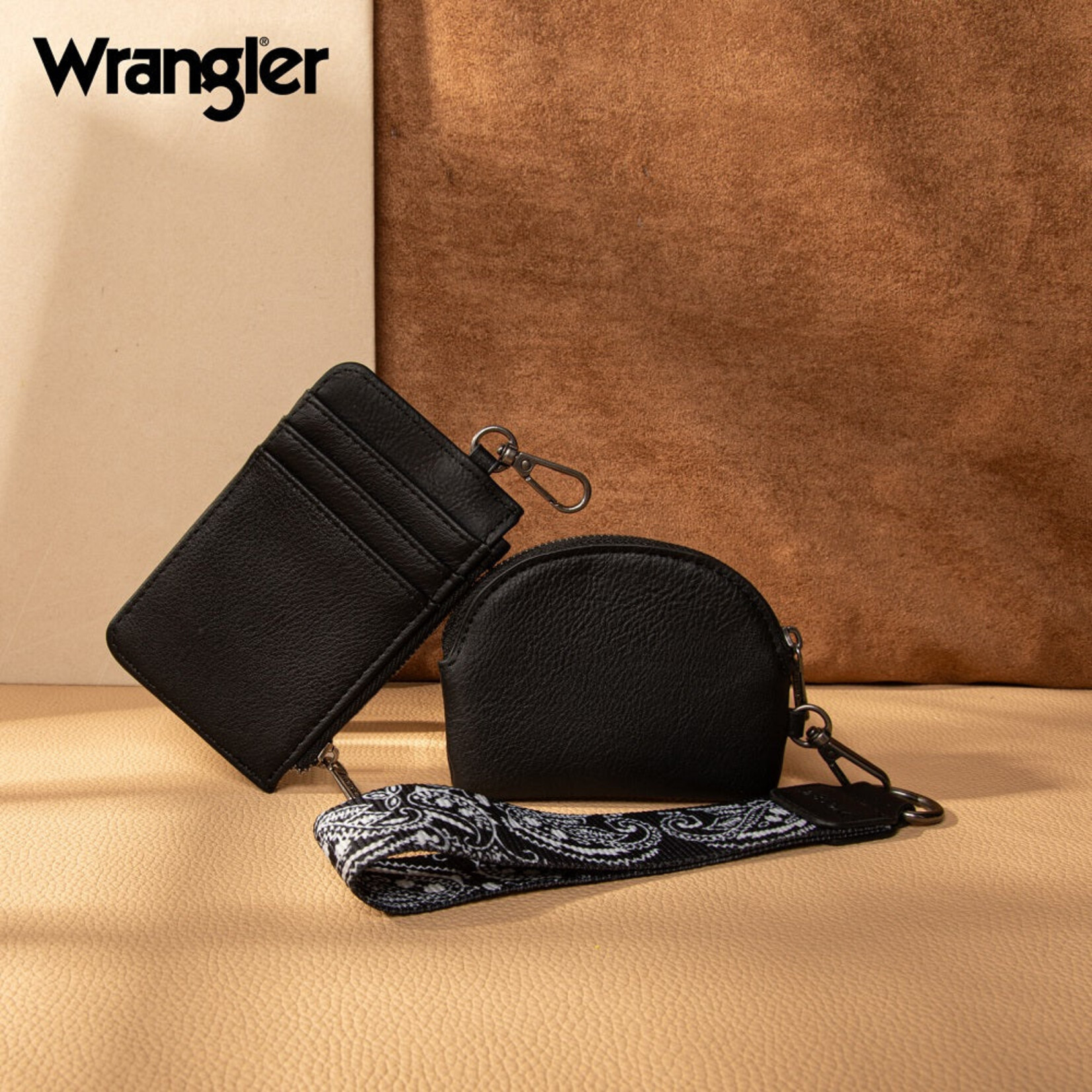 Wrangler WG331-W0051BK - Black - Wrangler Paisley RFID Blocking Card Coin Pouch Set