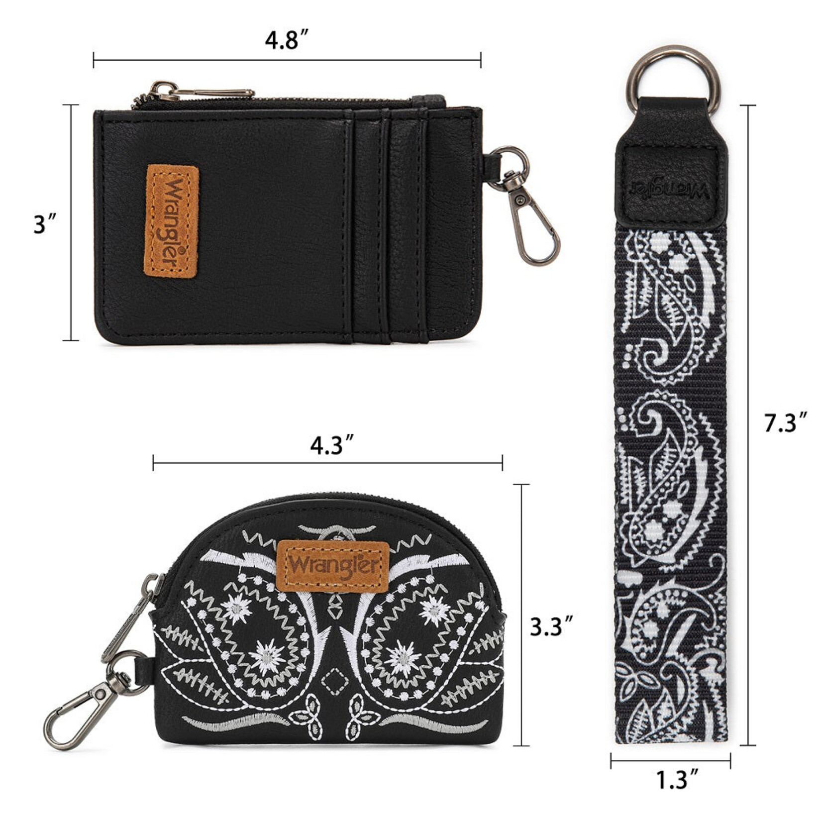 Wrangler WG331-W0051BK - Black - Wrangler Paisley RFID Blocking Card Coin Pouch Set