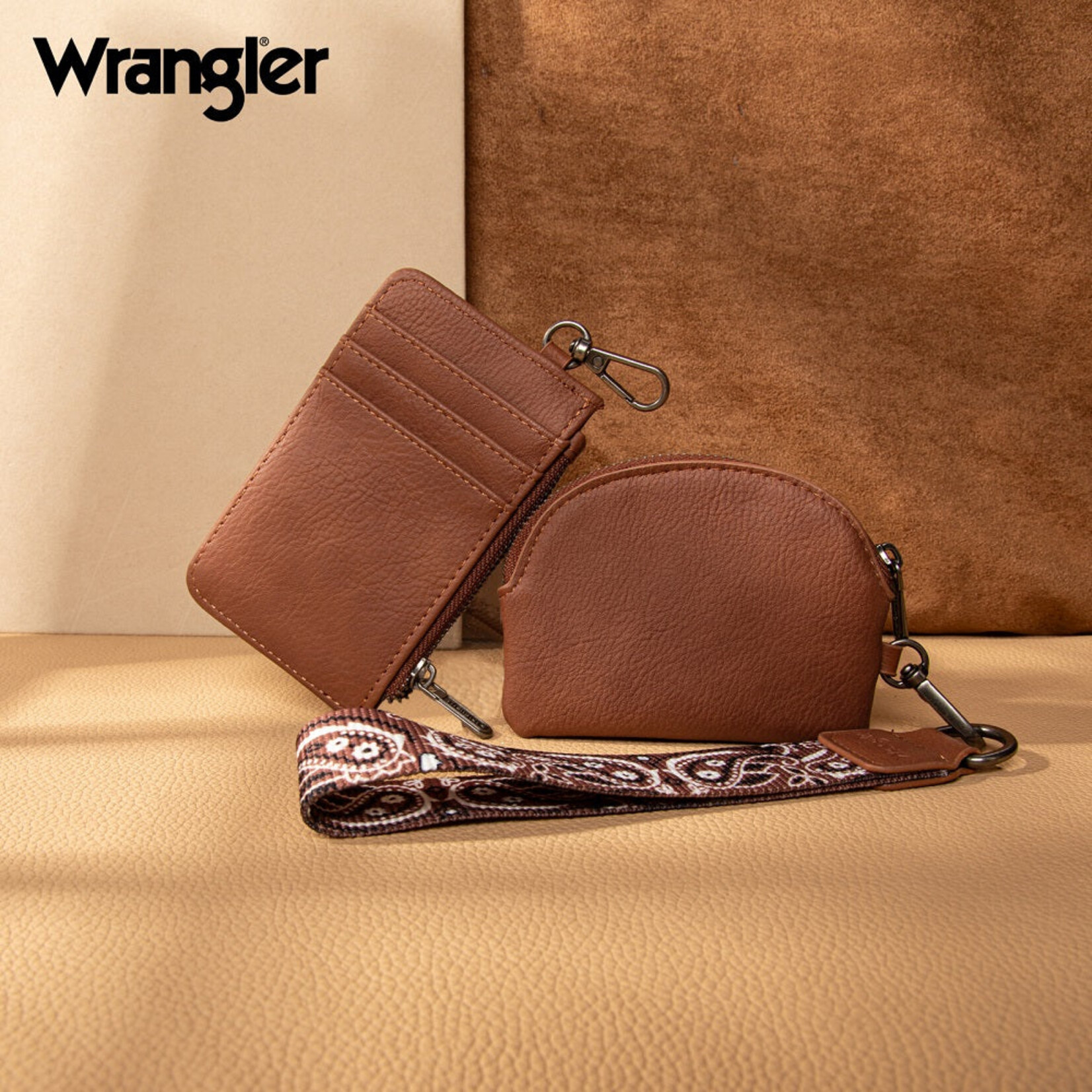 Wrangler WG331-W0051BR - Brown - Wrangler Paisley RFID Blocking Card Coin Pouch Set