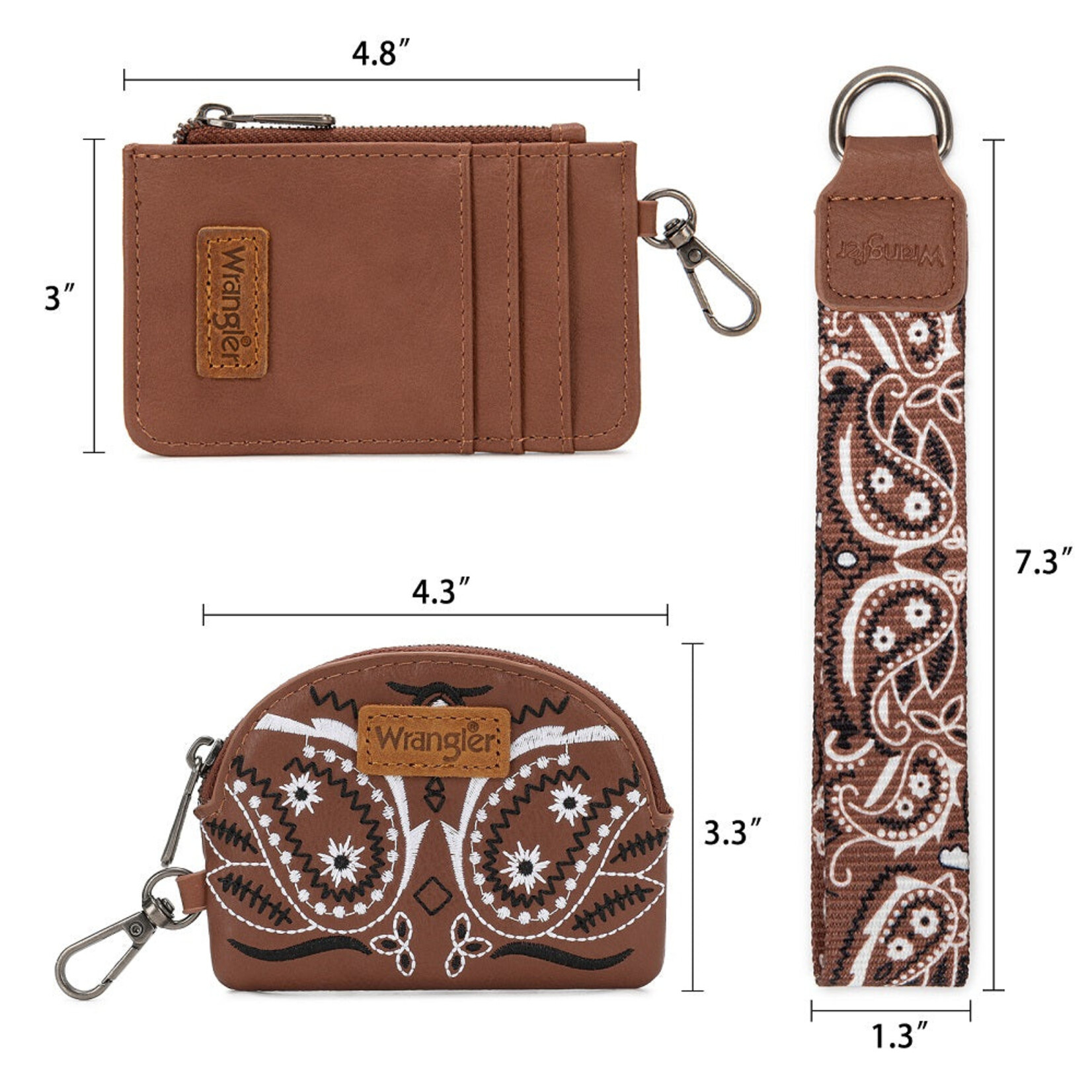 Wrangler WG331-W0051BR - Brown - Wrangler Paisley RFID Blocking Card Coin Pouch Set