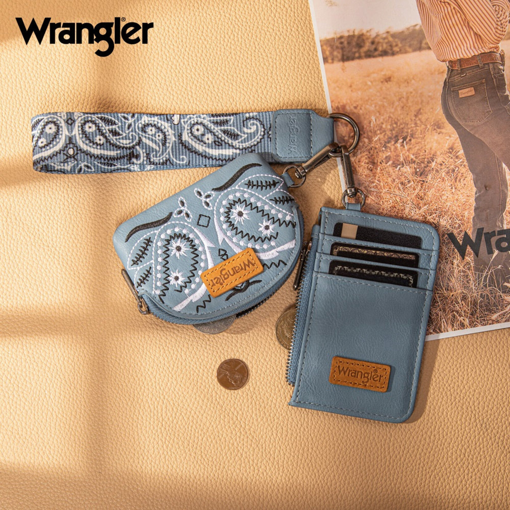 Wrangler WG331-W0051JN - Jean - Wrangler Paisley RFID Blocking Card Coin Pouch Set