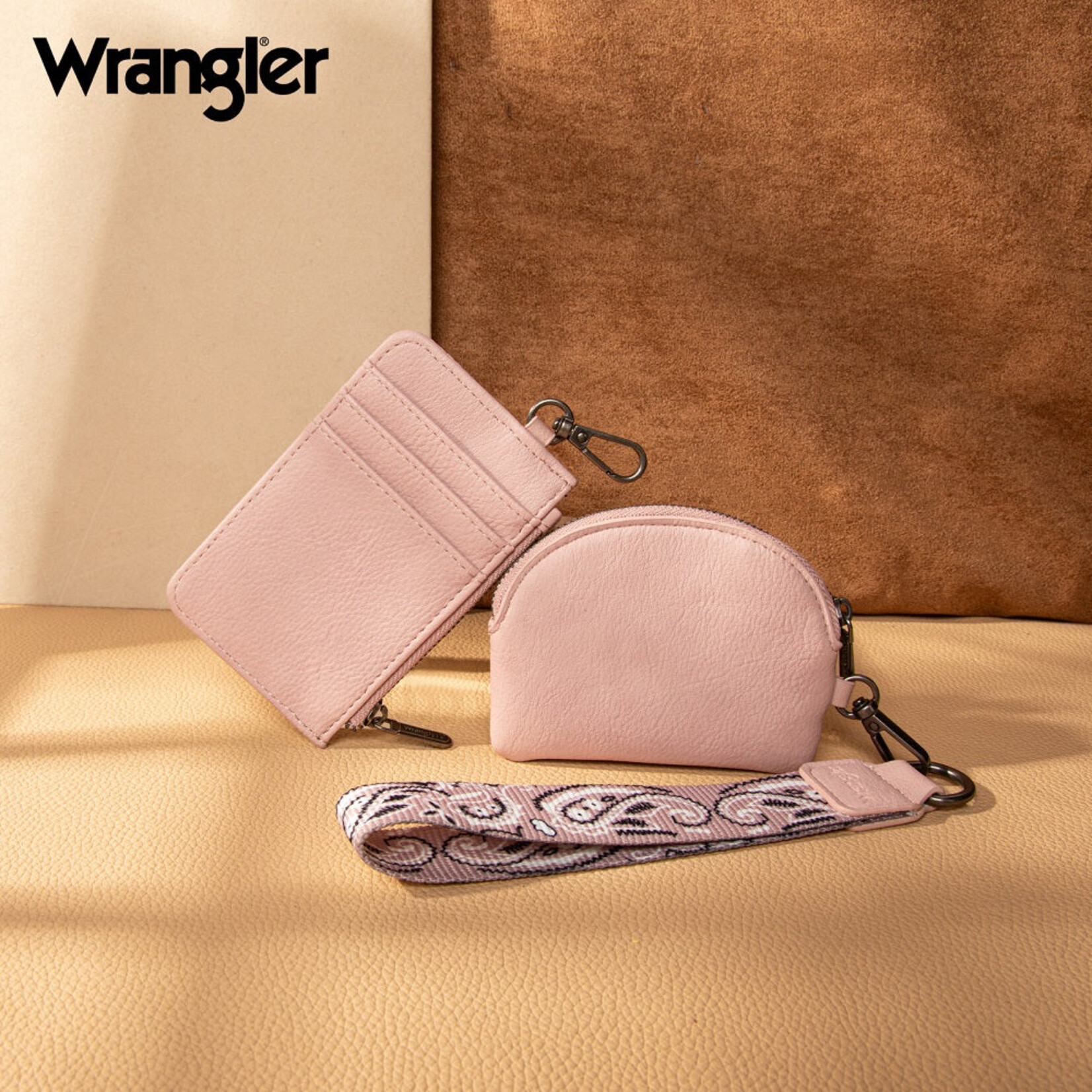 Wrangler WG331-W0051PK - Pink - Wrangler Paisley RFID Blocking Card Coin Pouch Set