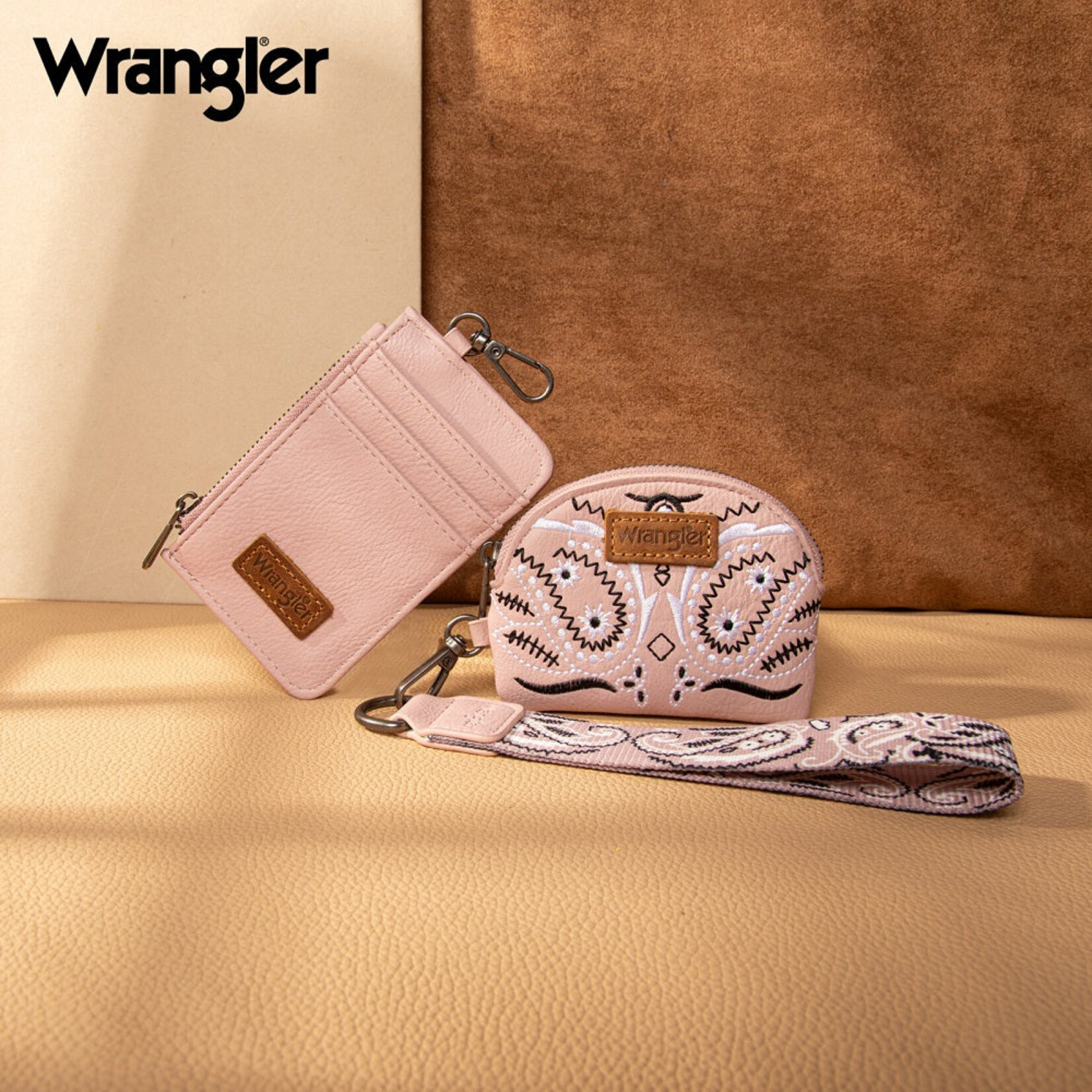 Wrangler WG331-W0051PK - Pink - Wrangler Paisley RFID Blocking Card Coin Pouch Set