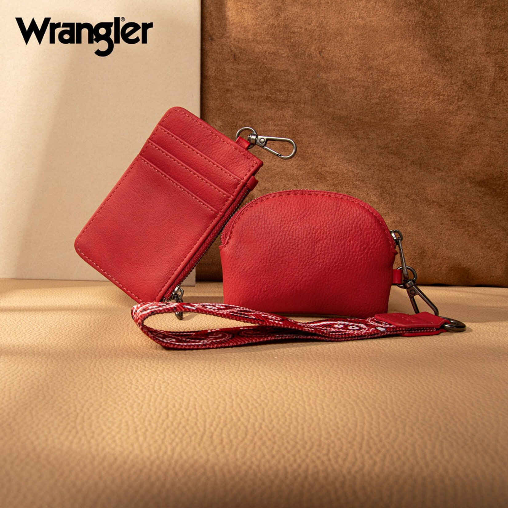 Wrangler WG331-W0051RD - Red - Wrangler Paisley RFID Blocking Card Coin Pouch Set