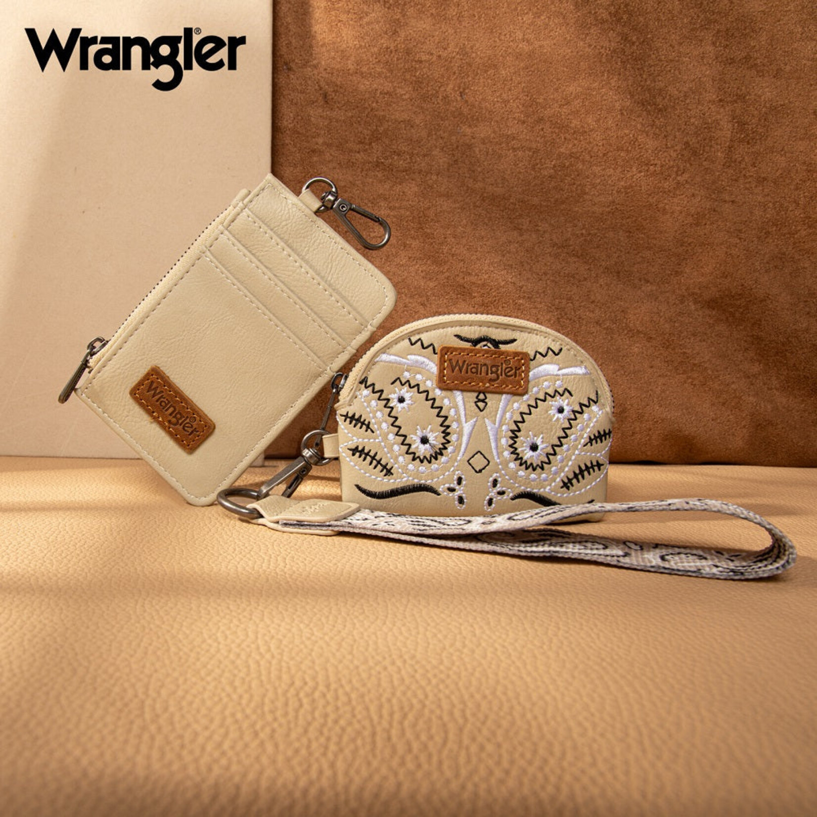 Wrangler WG331-W0051TN - Tan - Wrangler Paisley RFID Blocking Card Coin Pouch Set