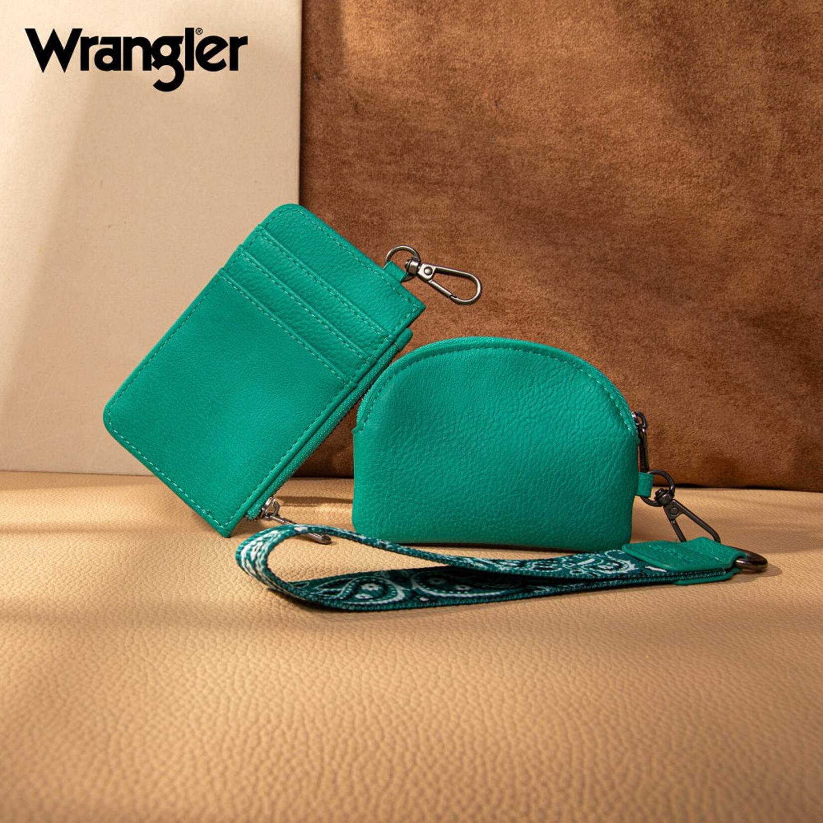 Wrangler WG331-W0051TQ - Turquoise - Wrangler Paisley RFID Blocking Card Coin Pouch Set