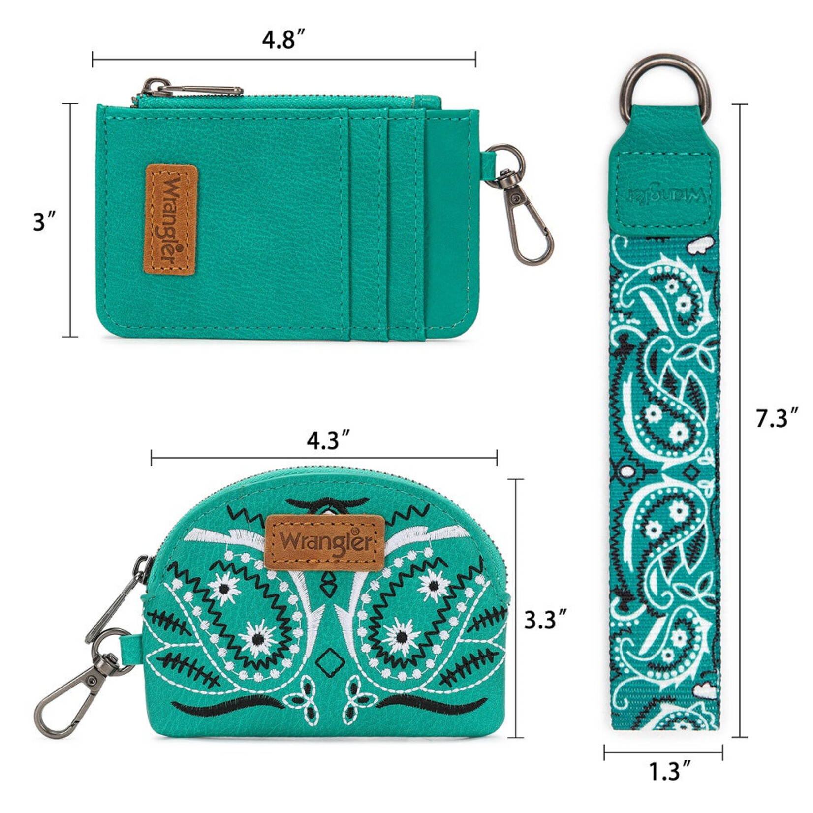 Wrangler WG331-W0051TQ - Turquoise - Wrangler Paisley RFID Blocking Card Coin Pouch Set