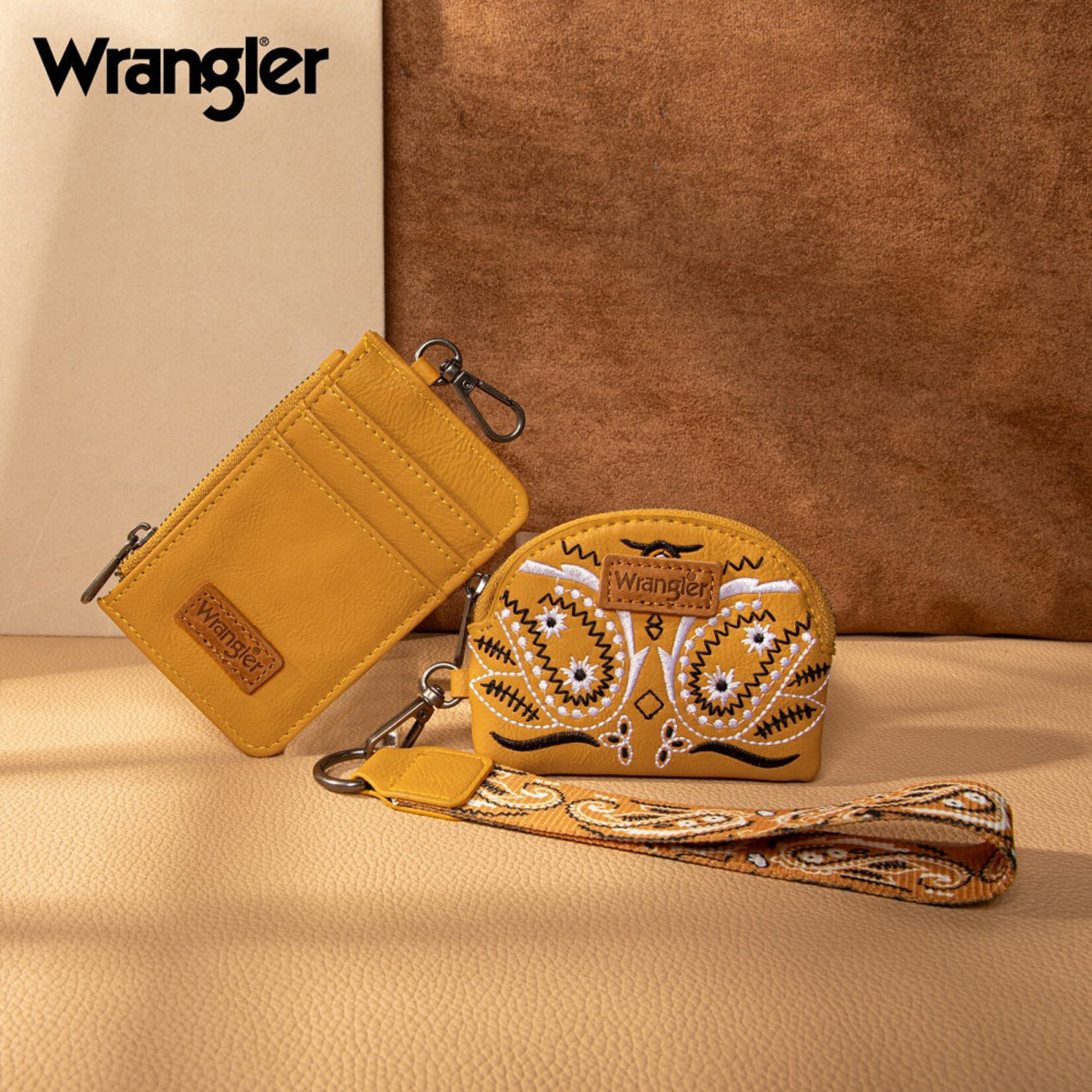 Wrangler WG331-W0051YL - Yellow - Wrangler Paisley RFID Blocking Card Coin Pouch Set