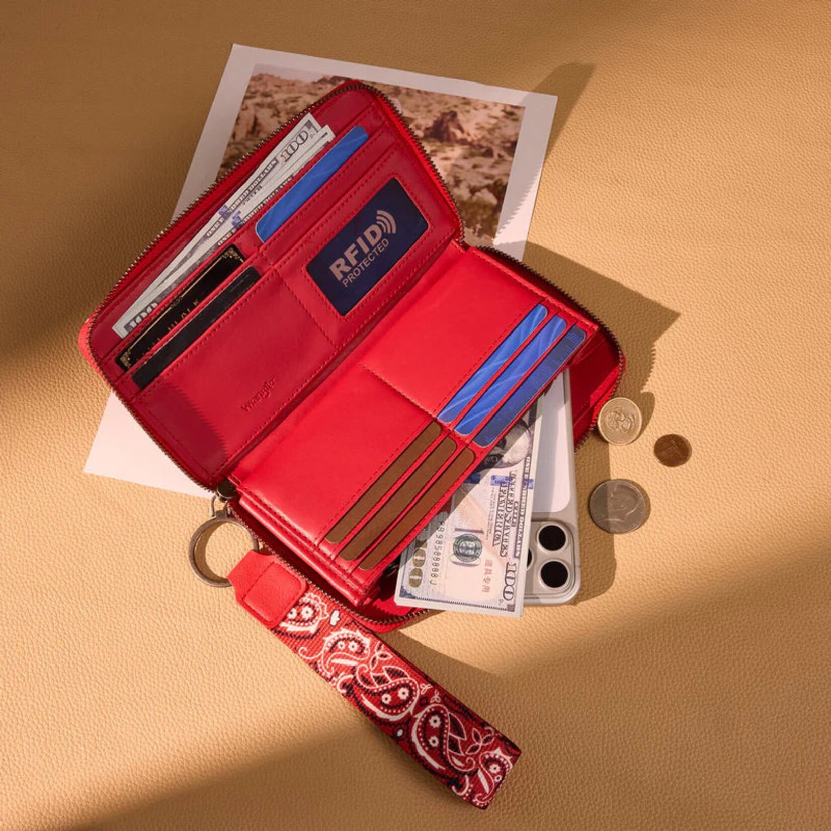 Wrangler WG331-W115RD - Red - Wrangler Braided Paisley Bandana Wallet