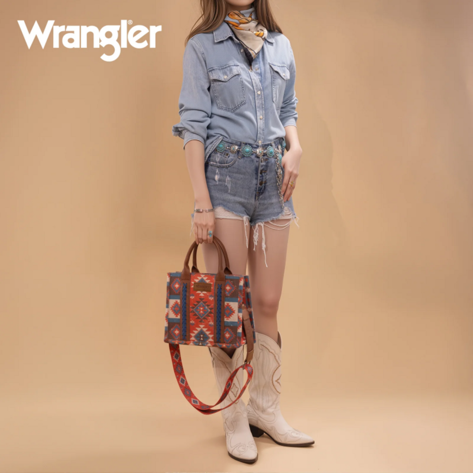 Wrangler WG2209-8120SBDY - Burgundy - Wrangler Aztec Tote/Crossbody