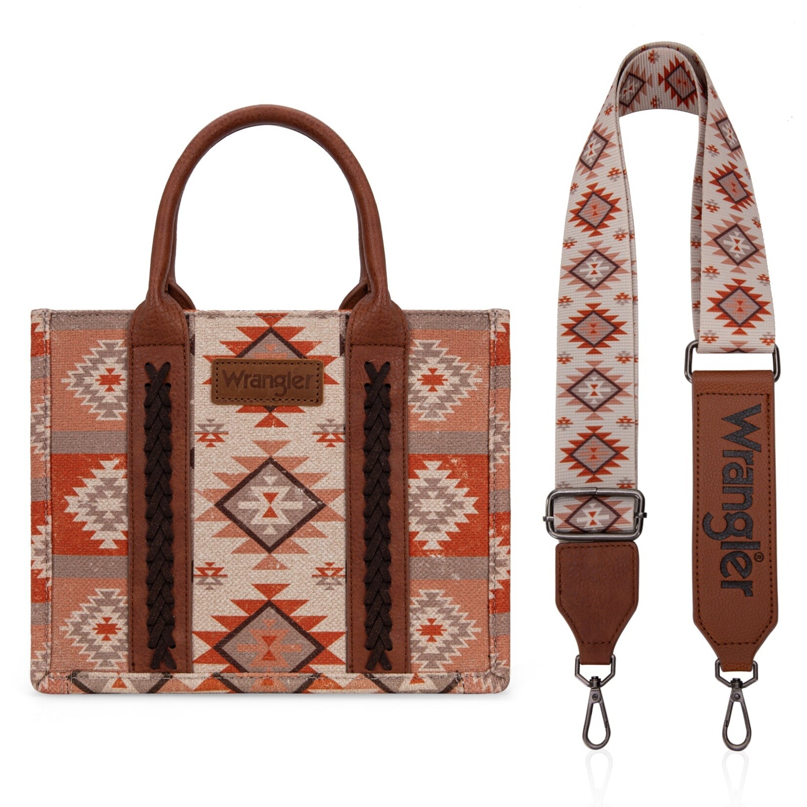 Wrangler WG2209-8120SLBR - Light Brown - Wrangler Aztec Tote/Crossbody