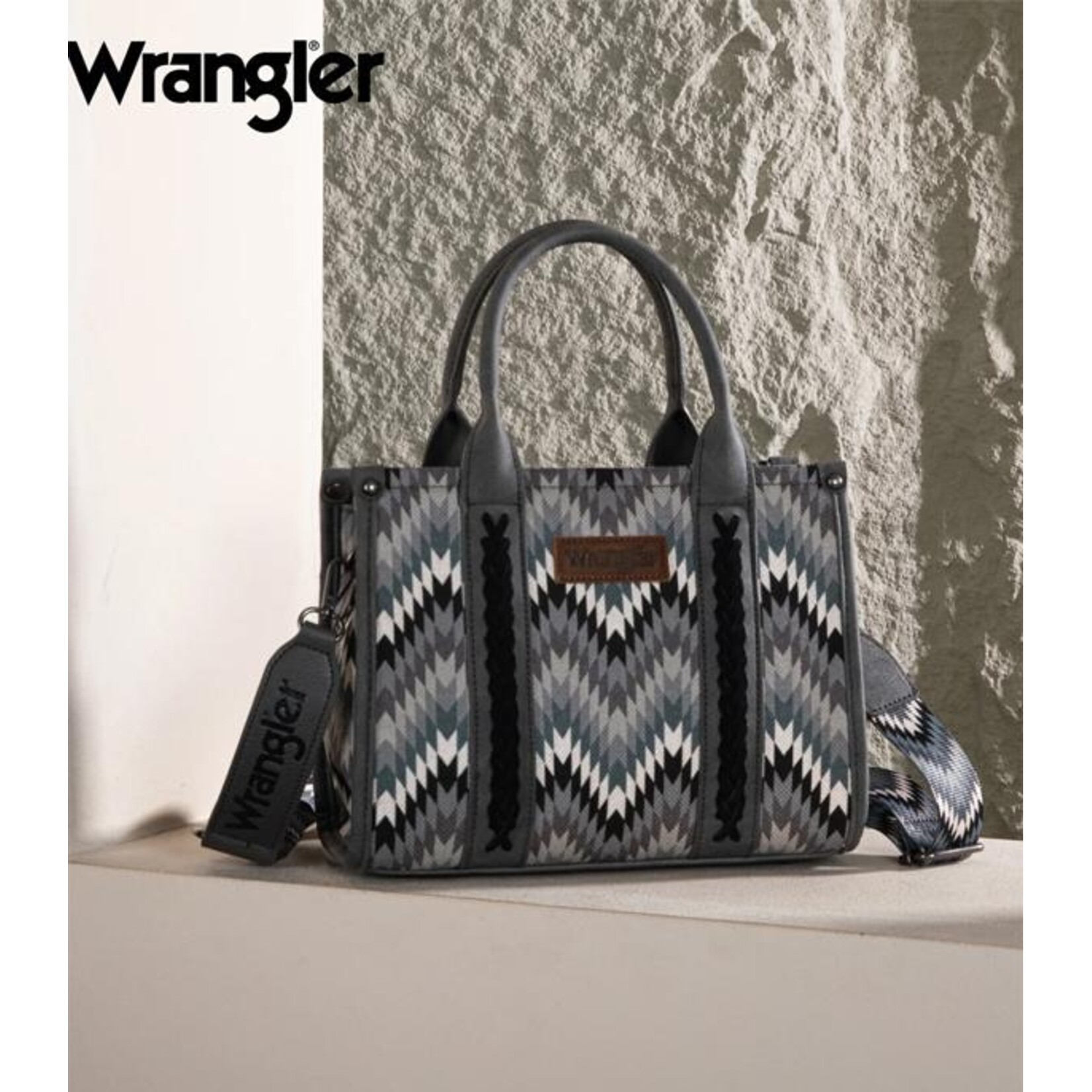 Wrangler WG2211-8120SGY - Gray - Wrangler Ladies Southwestern Pattern Dual Sided Print Bag