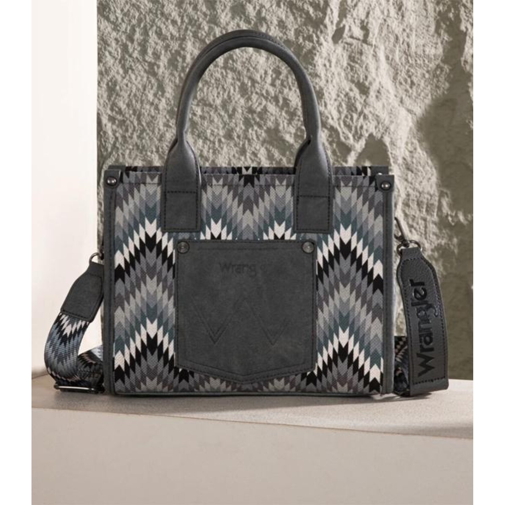 Wrangler WG2211-8120SGY - Gray - Wrangler Ladies Southwestern Pattern Dual Sided Print Bag