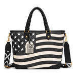 Montana West Inc MW1385G-8317BK - Black - Montana West American Flag Braided Concealed Carry Tote Bag