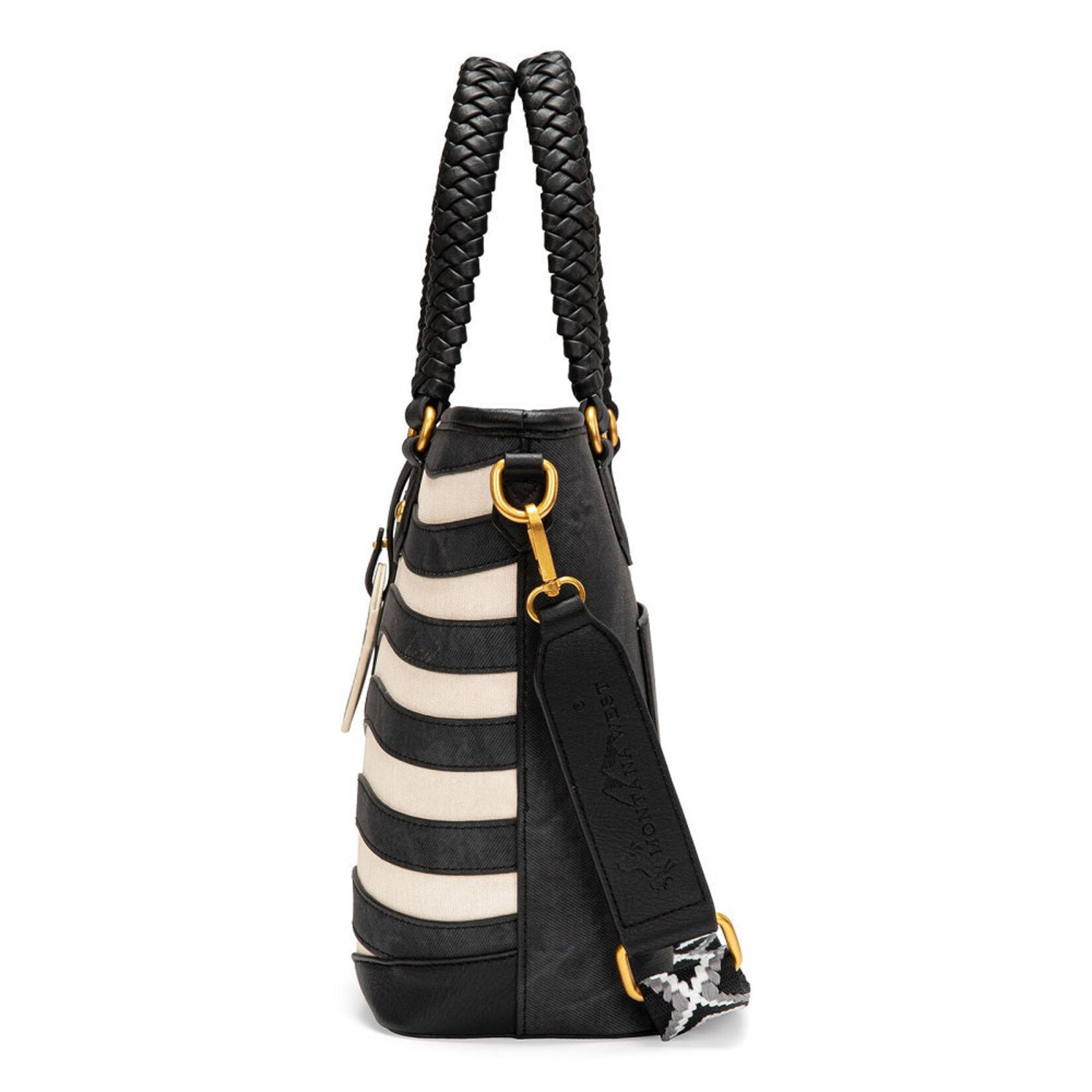 Montana West Inc MW1385G-8317BK - Black - Montana West American Flag Braided Concealed Carry Tote Bag