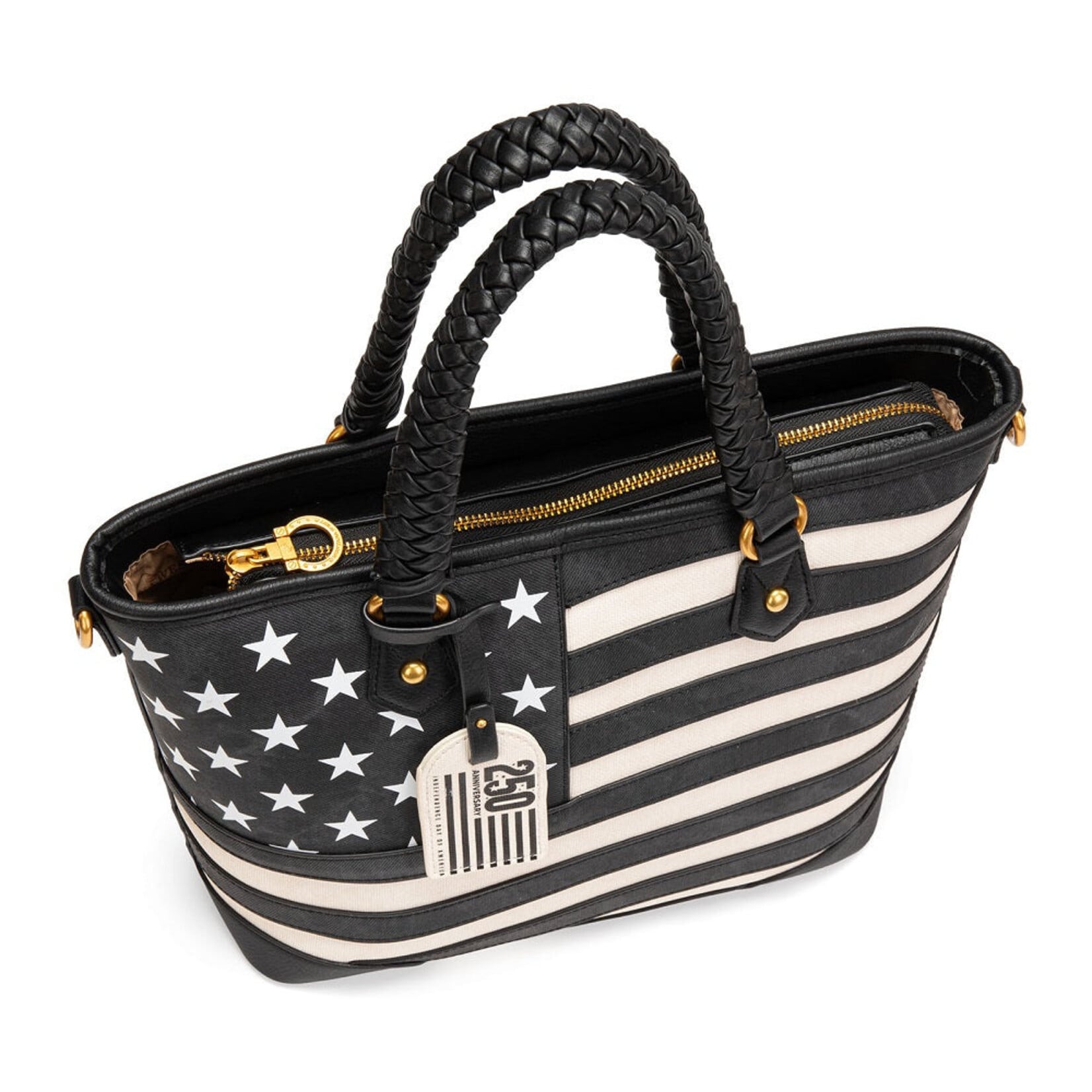 Montana West Inc MW1385G-8317BK - Black - Montana West American Flag Braided Concealed Carry Tote Bag