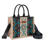 Wrangler WG2214-8120BK - Black -  Wrangler Aztec Embroidered Tote/Crossbody