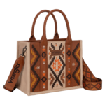 Wrangler WG2214-8120BR - Brown -  Wrangler Aztec Embroidered Tote/Crossbody
