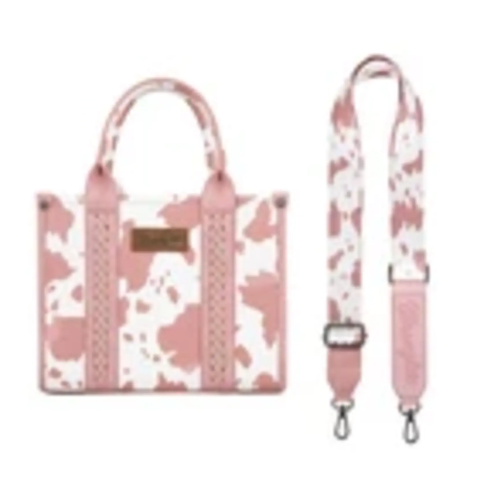 Wrangler WG133-81203SLPK - Light Pink - Wrangler Cow Print CC Tote / Crossbody